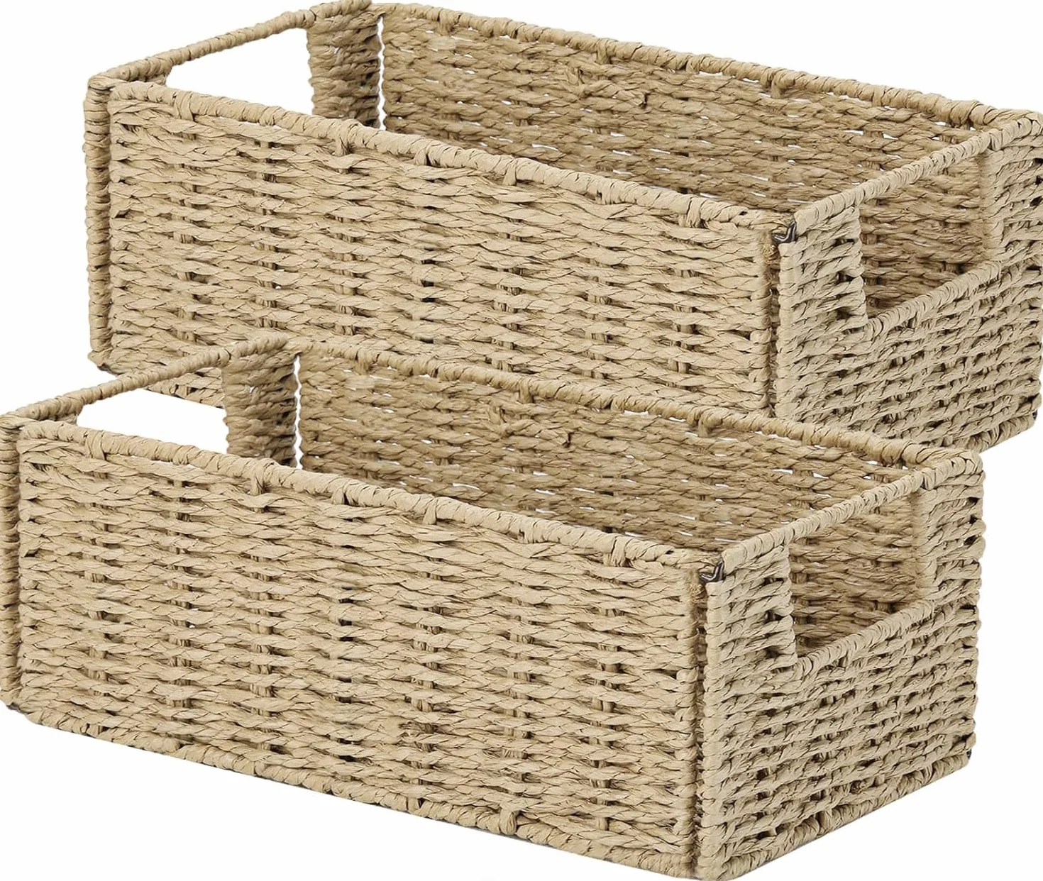 Kosz Przechowawczy, Składany Kosz Pleciony z Papieru Hiacyntowego, Kosz Półkowy Kallax 30x15x12 cm, Dekoracyjny Wiklinówki Ręcznie Pleciony do Przechowywania Papieru Toaletowego W łazience