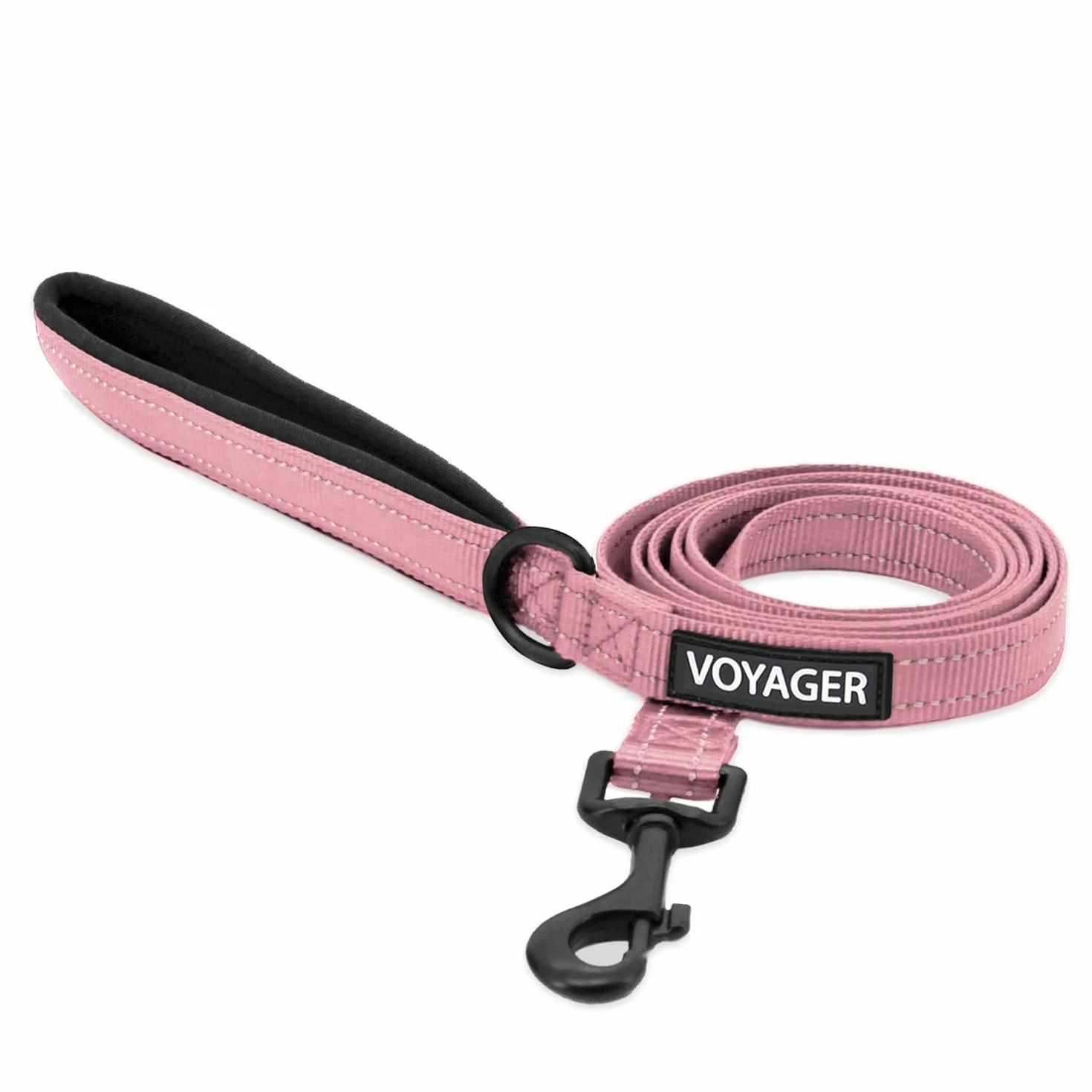 Voyager Odblaskowa smycz dla psa z neoprenowym uchwytem 1,8 m, różowa, L