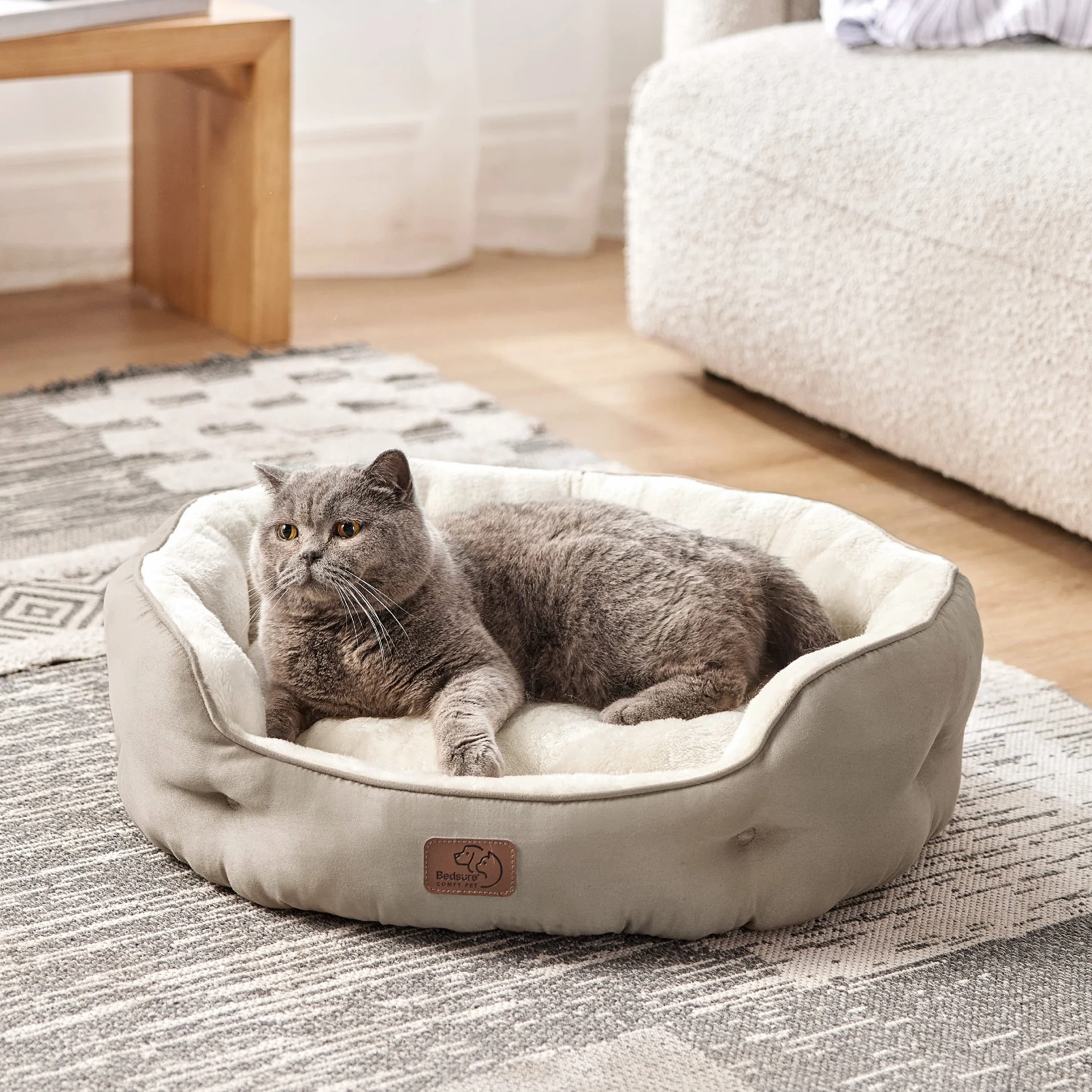 BEDSURE Legowisko dla kota 63x53x20 cm dwustronną poduszką wewnętrzną