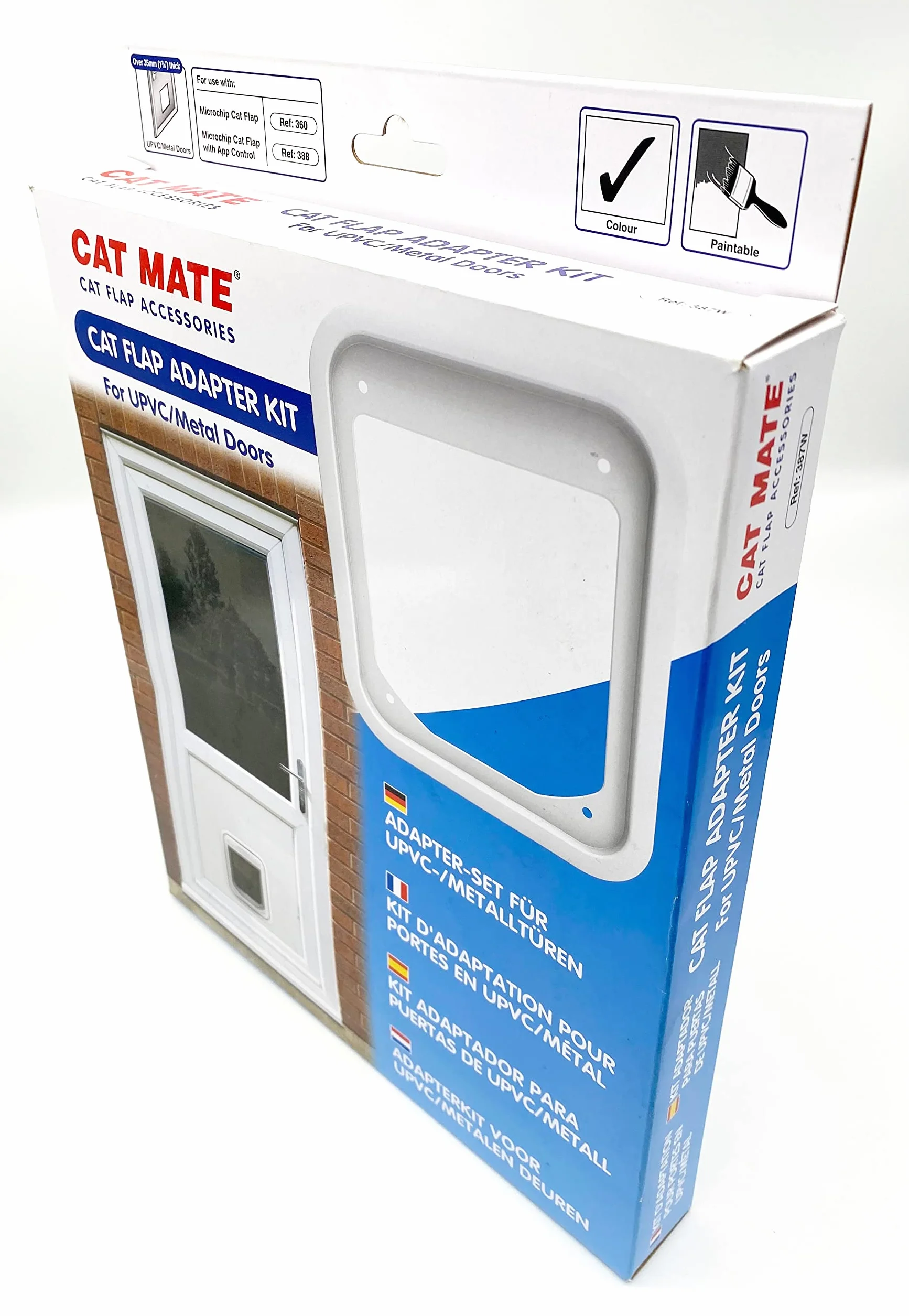 Cat Mate Zestaw adapterów z klapą kotów do drzwi UPVC/metalowych, łatwy montaż, szybka instalacja, trwały, wygodny - biały