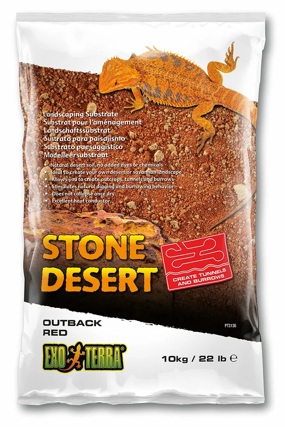 Exo Terra Outback Red Stone Desert Podłoże do Terrarium, Czerwony, 10 kg