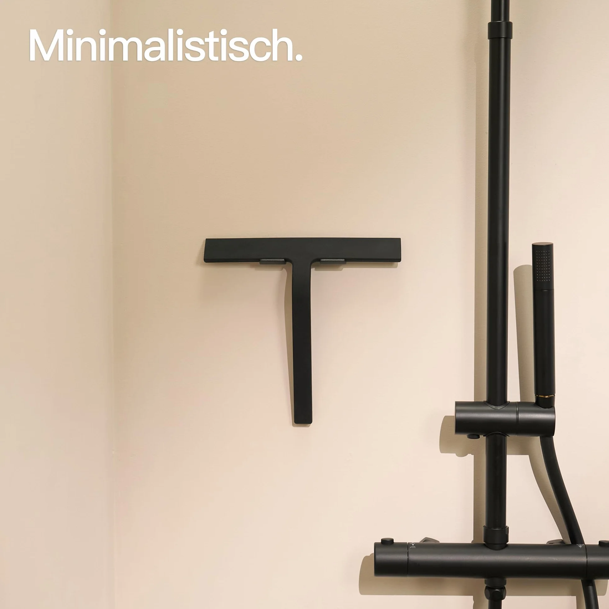 Designfabrik Hamburg Ściągaczka do prysznica | Silikonowy ściągacz do prysznica | Uchwyt ściągaczki do okien bez wiercenia | Nowoczesny design | 23 cm | Czarny