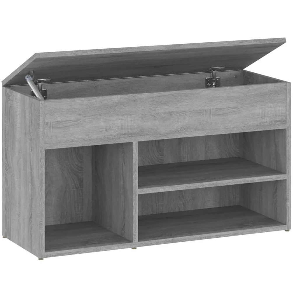 Szafka na buty Sonoma szara, 80 x 30 x 45 cm, materiał drewnopochodny z gładkim siedziskiem i dużą ilością miejsca do przechowywania butów, łyżki do butów lub artykułów dekoracyjnych
