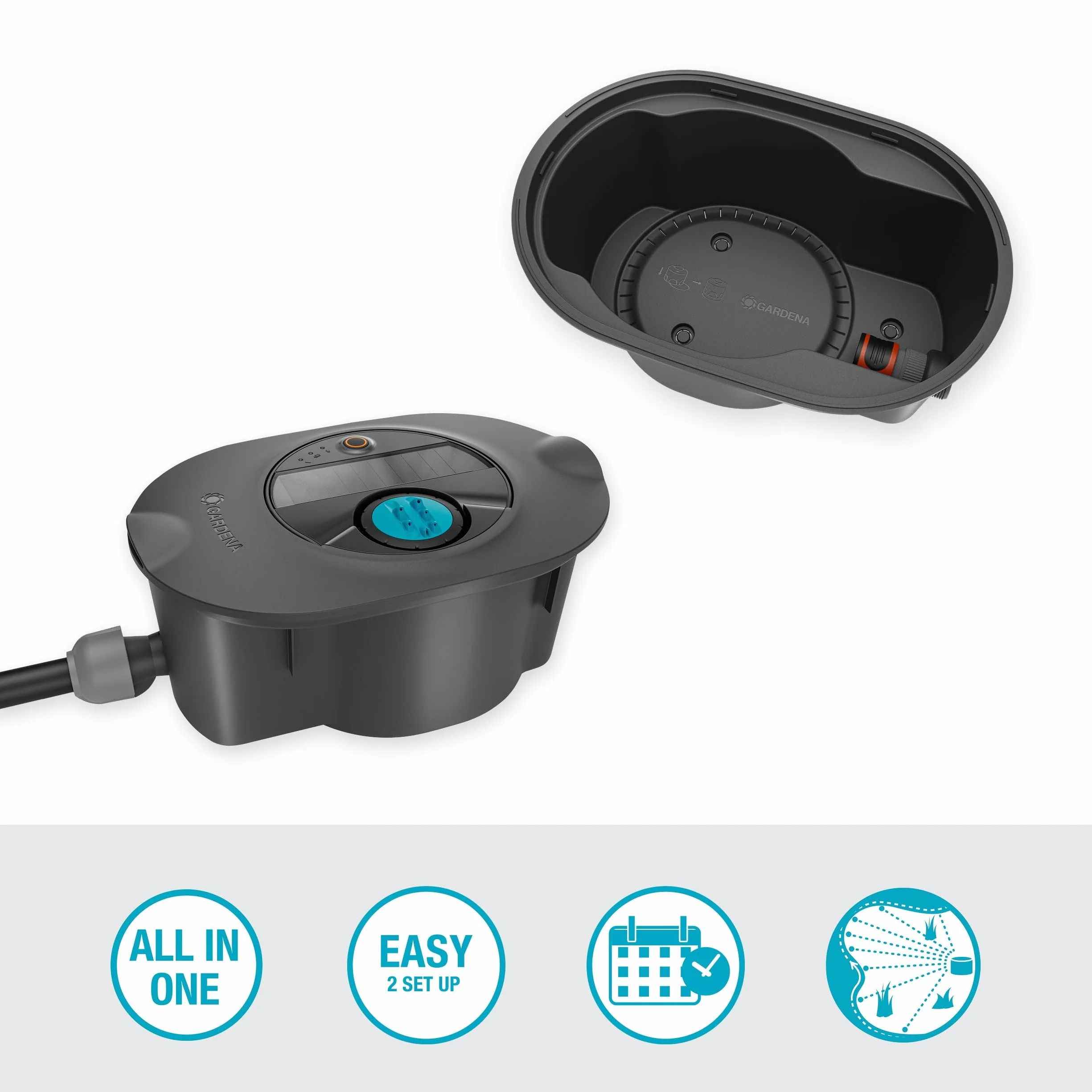 Gardena System nawadniania rurociągowego AquaPrecise, oszczędzający wodę, precyzyjne nawadnianie trawników o powierzchni do 320 m², sterowanie Bluetooth, łatwa instalacja (16001-20)