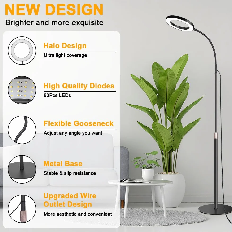 Ainiv Lampa LED do uprawy roślin, Pełnym Spektrum światła, LED Lampa do Uprawy z 6/12/16h Timerem,Regulowana Wysokość 90-166cm, 10 poziomów jasności Nadaje się dla różnych roślin