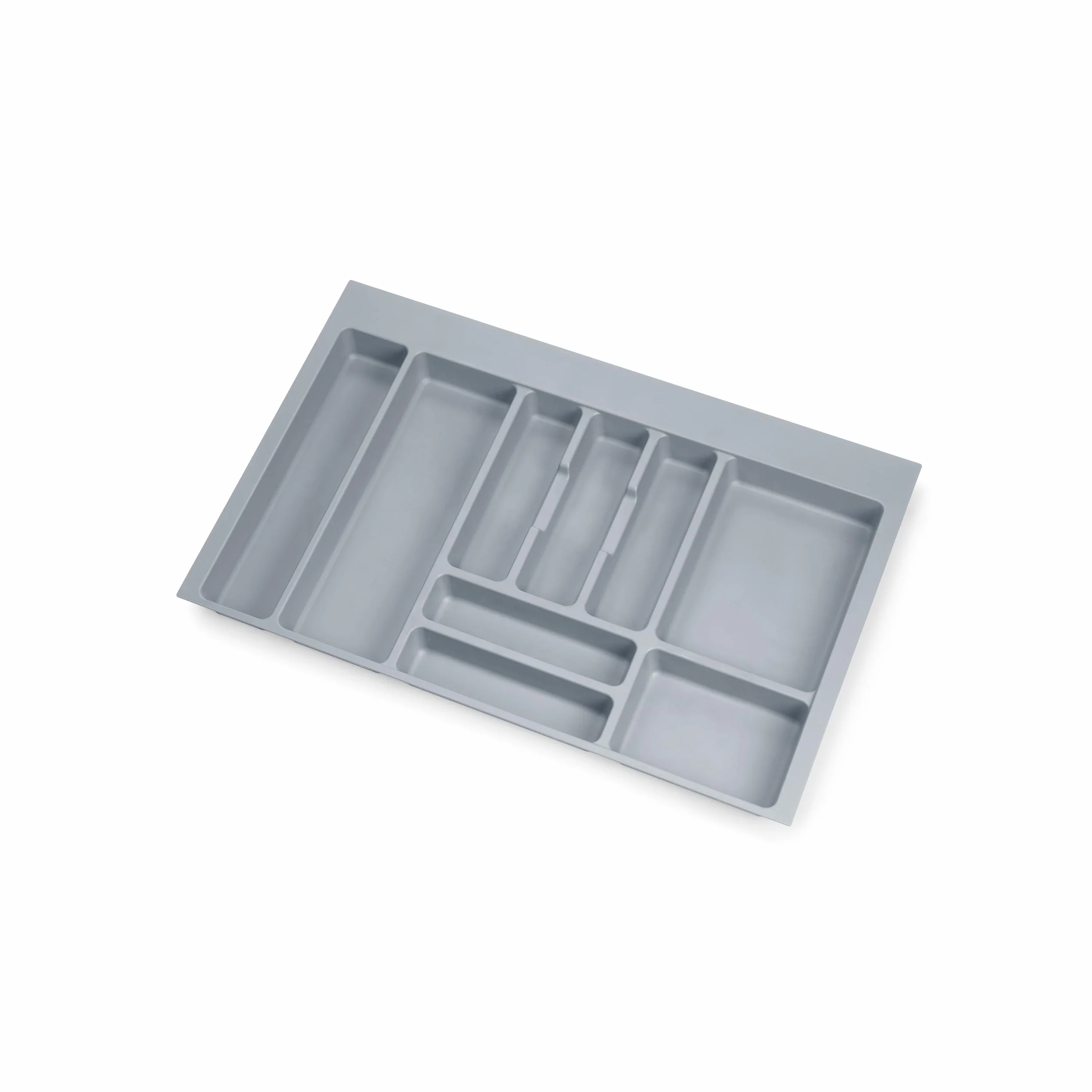 Emuca - Organizer sztućców, organizer do szuflady kuchennej, tacka na sztućce, 9 przegródek, moduł 80 cm, plastik, szary