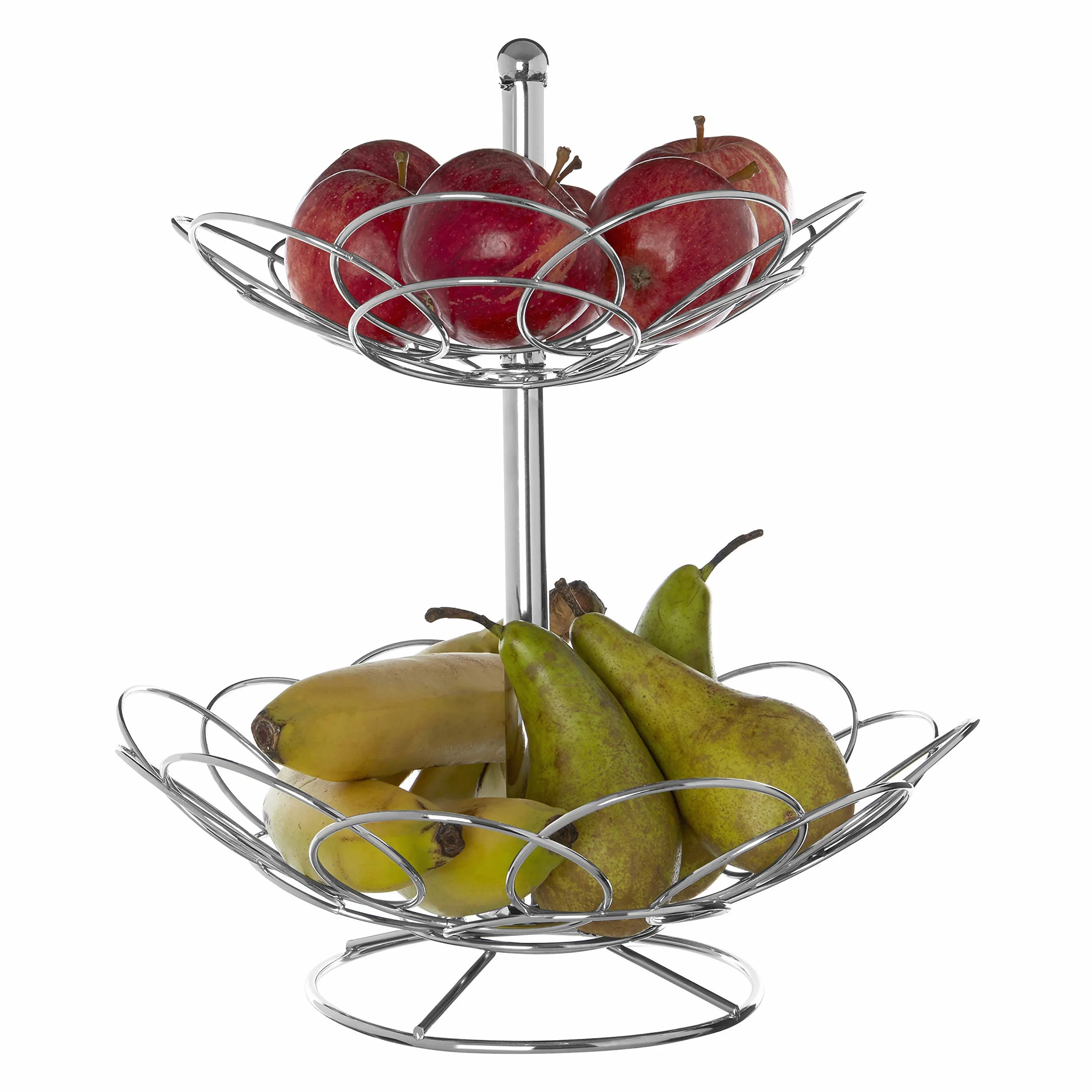 Premier Housewares 2-poziomowy kosz na owoce chromowane kosze na owoce kosz na warzywa przechowywanie owoców kosz na owoce i warzywa stojak na warzywa stojak przechowywanie owoców warzyw