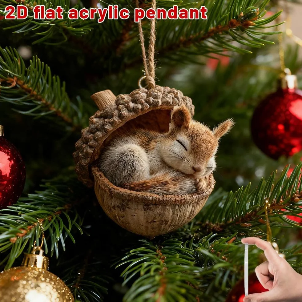 Ozdoby żołędziowe ze zwierzętami, 6-pak lis i sowa dekoracje choinkowe, rustykalne ozdoby akrylowe do całorocznej dekoracji domu, akcenty na półkę i wieniec, wyjątkowy prezent dla miłośników zwierząt