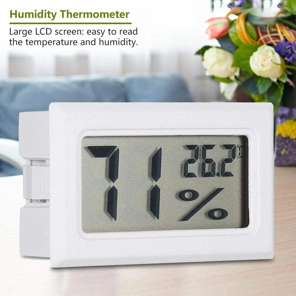 Termometr do pomiaru wiotności z cyfrowym wyświetlaczem LCD, precyzyjnym elektrycznym termometrem higrometrycznym, miernikiem temperatury i wiotności w domu, 10% ~ 99% wiotności (biały)