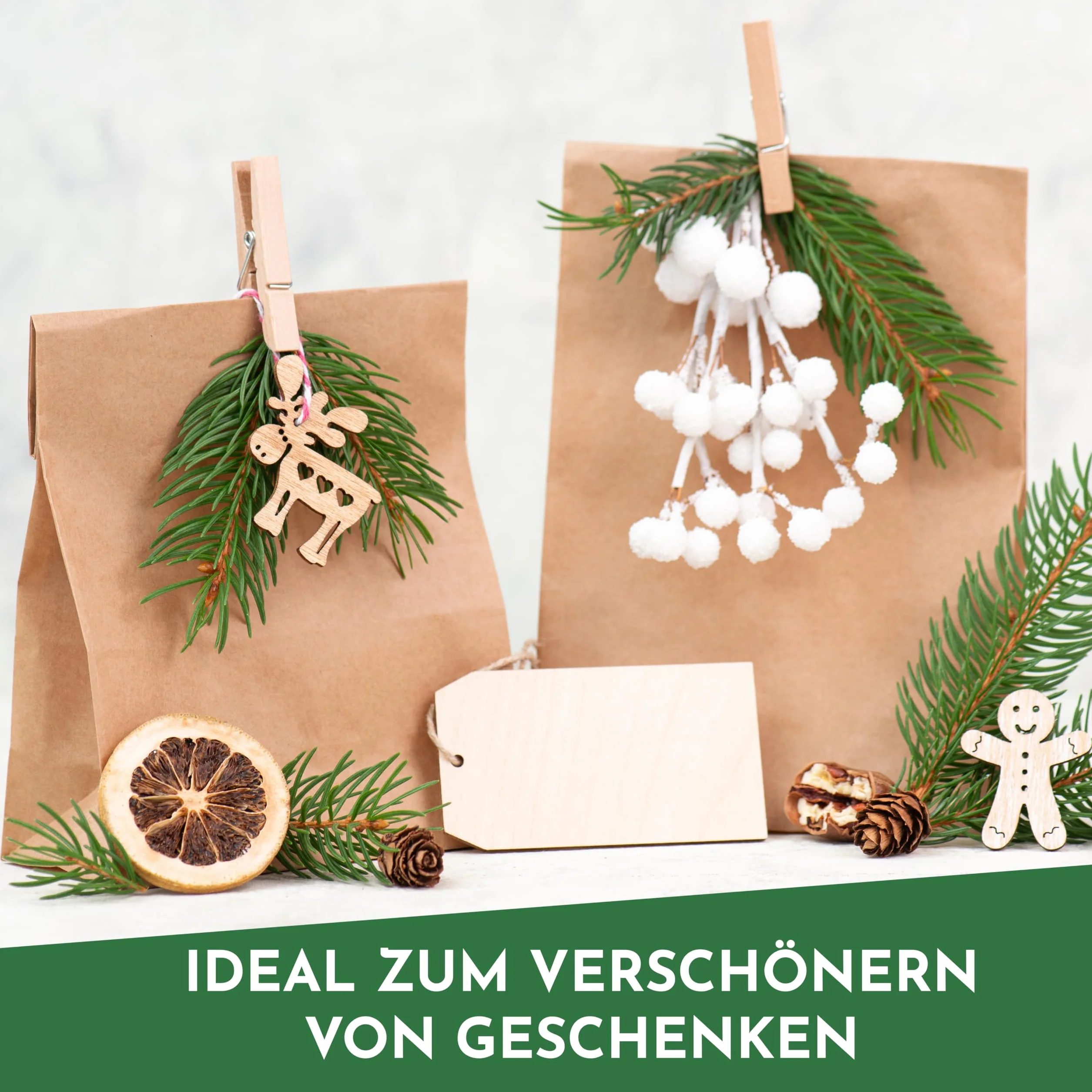 CraftWerk Mini spinacze do bielizny, 100 sztuk, małe drewniane klamerki do majsterkowania i zawieszenia zdjęć, idealne jako dekoracja kalendarza adwentowego, 2,5 cm