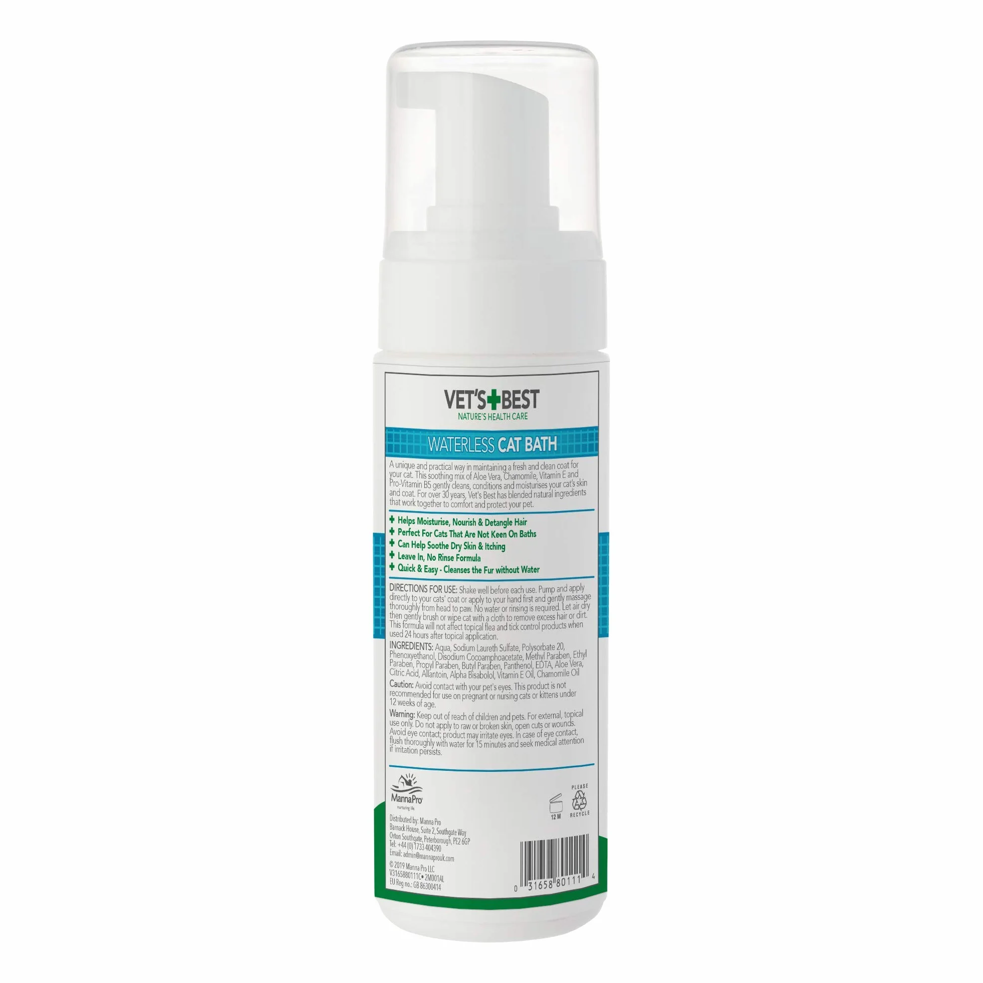 Vet's Best Bezwodna kąpiel dla kota Suchy szampon 150ml