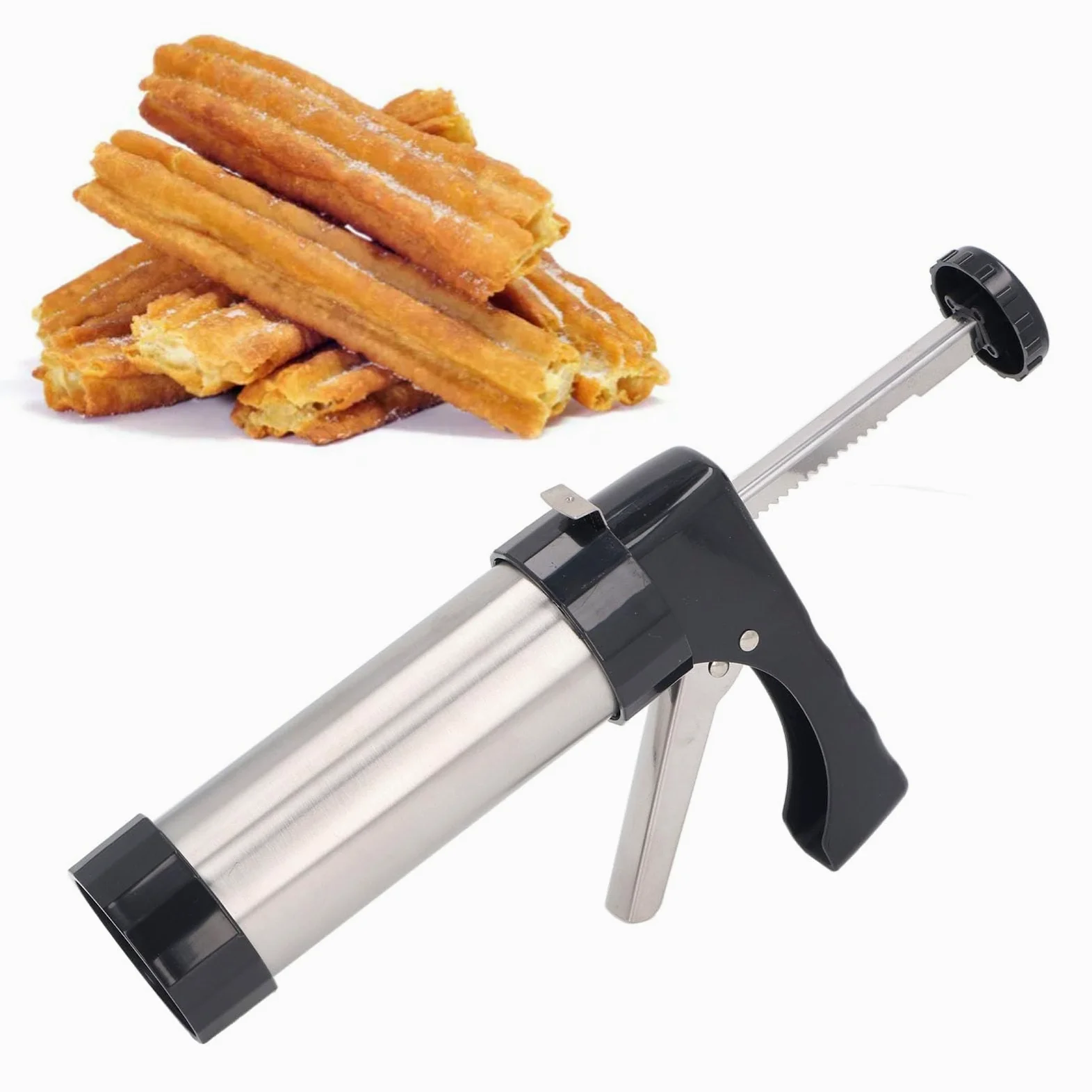 Churro Maker, Prasa do Ciastek ze Stali Nierdzewnej Prasa do Ciastek Pistolet do Robienia Ciastek Narzędzia do Dekorowania Ciasteczek na Herbatniki Ciasto Deser Churro