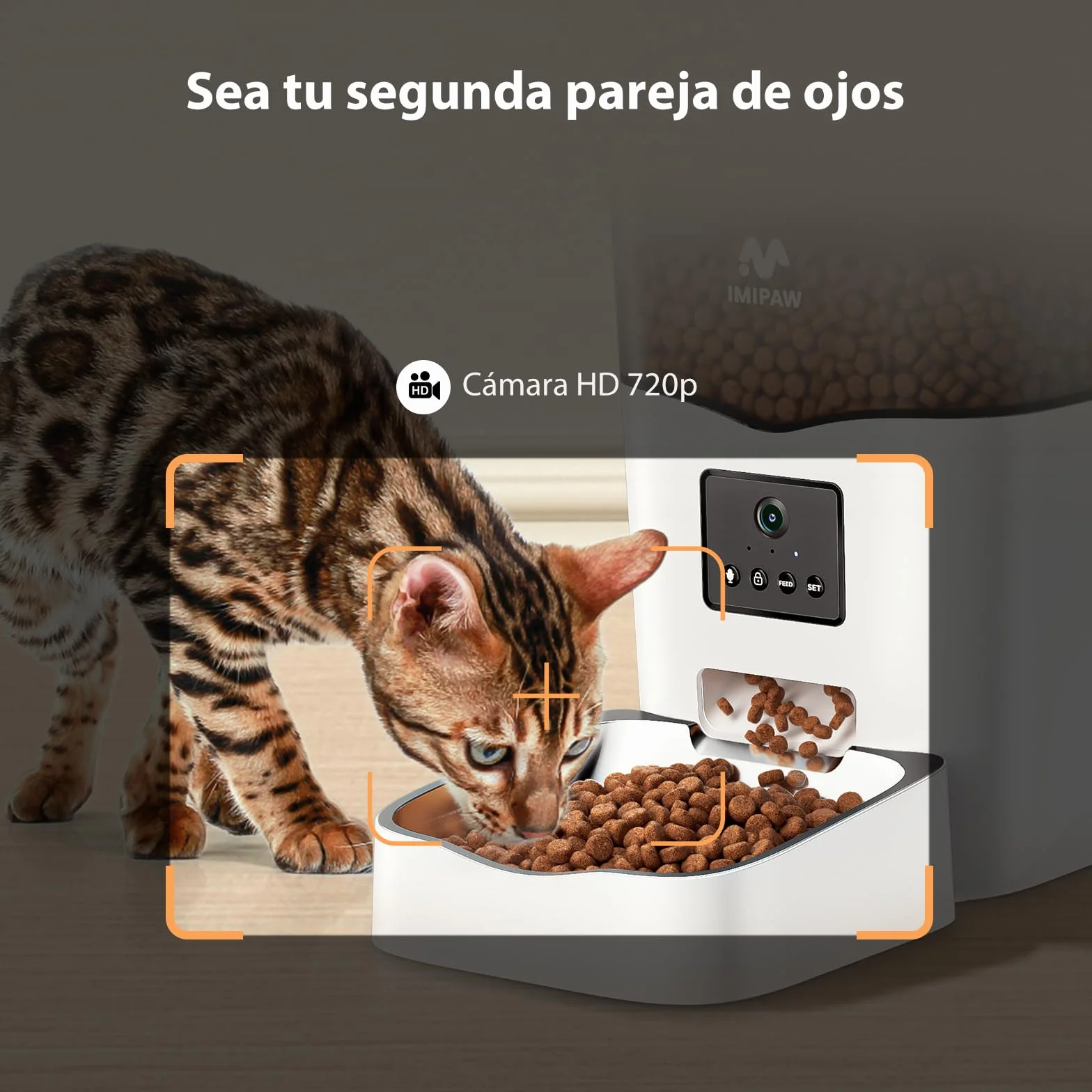 Automatyczny podajnik karmy dla kota z kamerą 1080P, WiFi 5G/2.4G, aplikacja, 1-8 posiłków, biały 3L