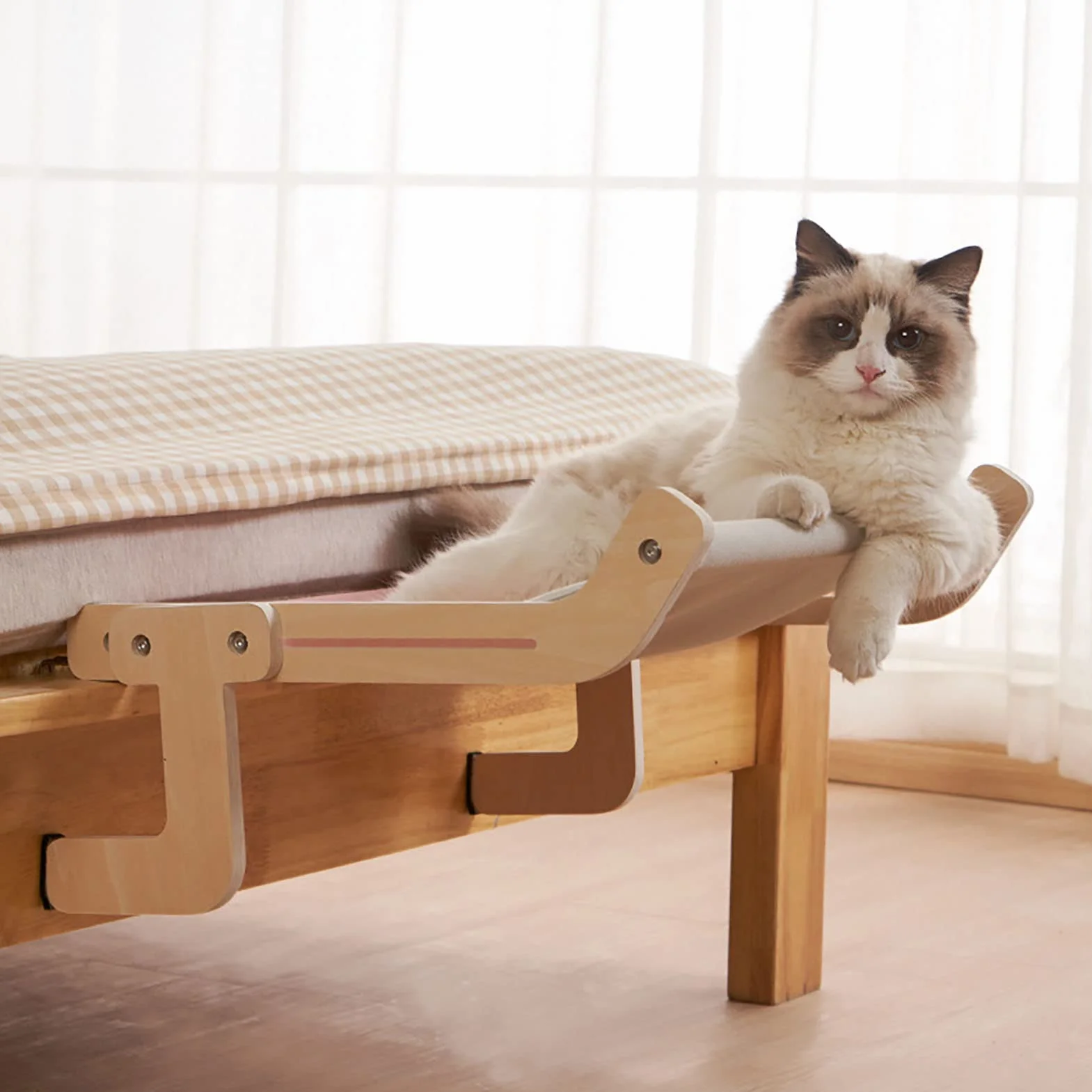 Cat Window Perch, Cat Window Hammock for Indoor Cats, Easy to Adjust & Assemble Large Cat Bed Seat for Windowsill, Bedside,Drawer and Cabinet (A)