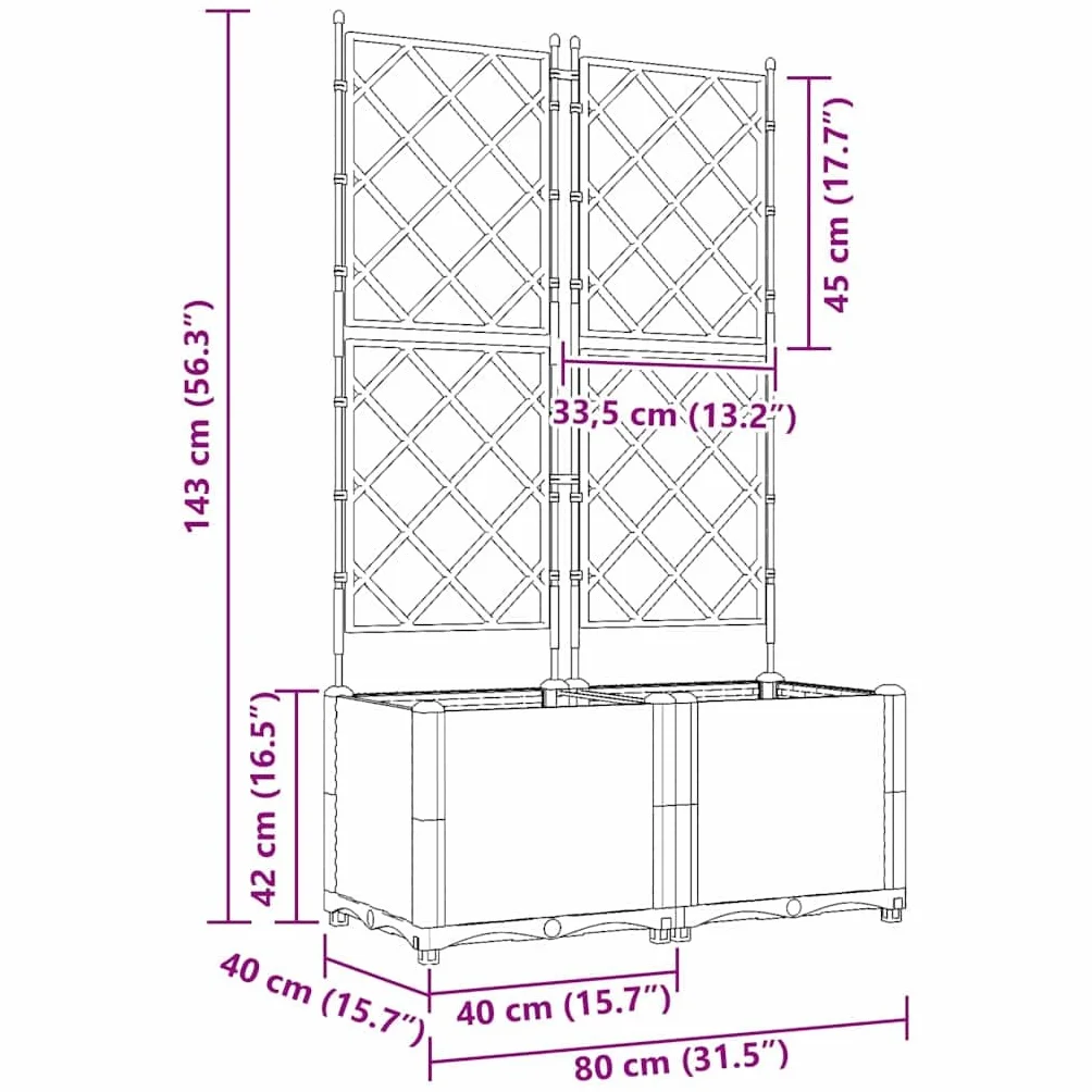 vidaXL Doniczka ogrodowa 2 pcs Jasnoszary 80 x 40 x 143 cm, Nowoczesny, wytrzymały doniczka do ogrodu, elegancki pojemnik z plastiku, odporny dekor zewnętrzny