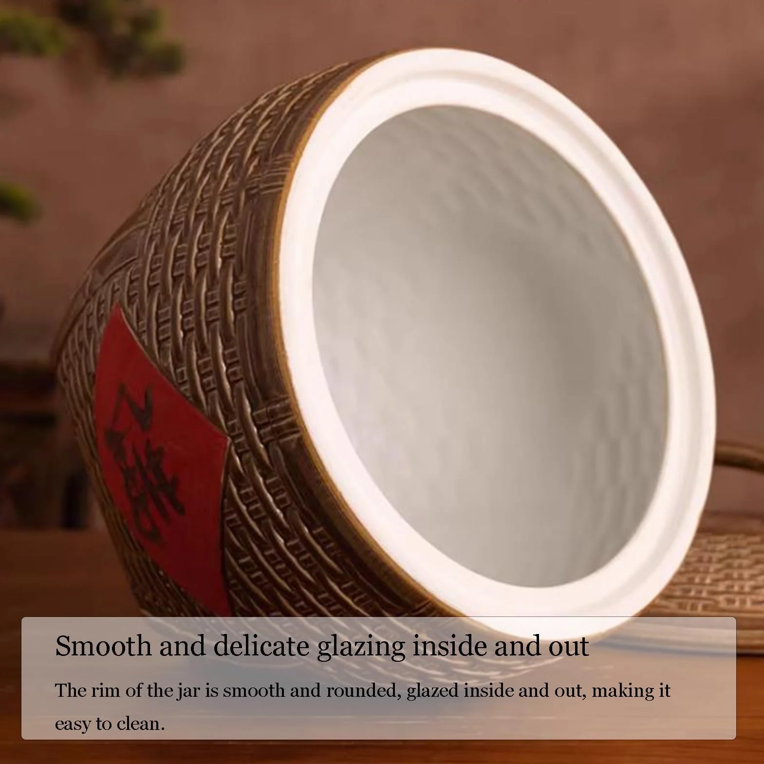 Ceramiczny pojemnik do przechowywania żywności, duży organizer kuchenny i spiżarnia na ziarna, ryż, soję, kukurydzę, mąkę, płatki owsiane z pokrywką