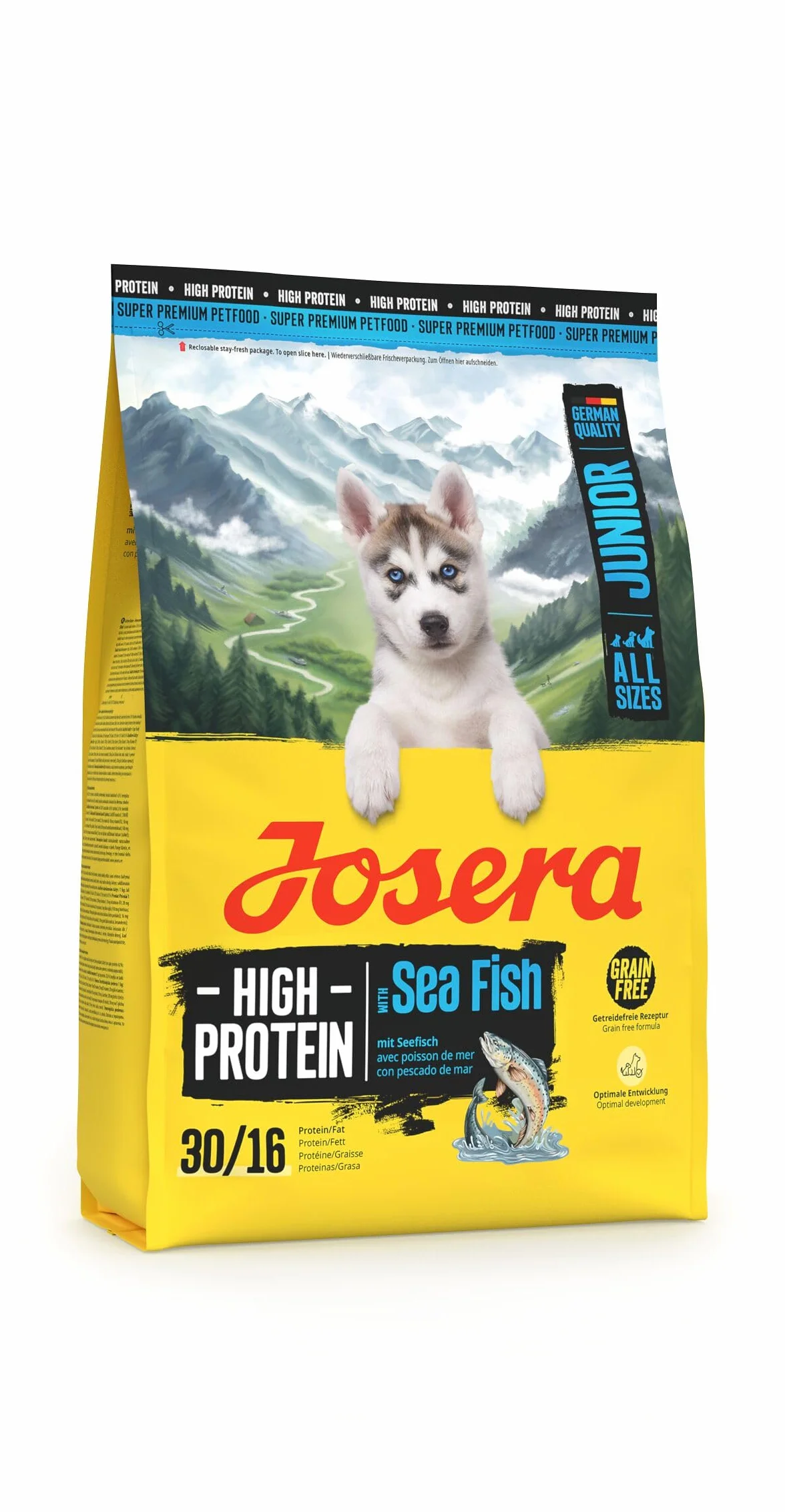 JOSERA Junior High Protein ryby morskie sucha karma dla psów 3 kg bez zboża, łosoś i słodkie ziemniaki