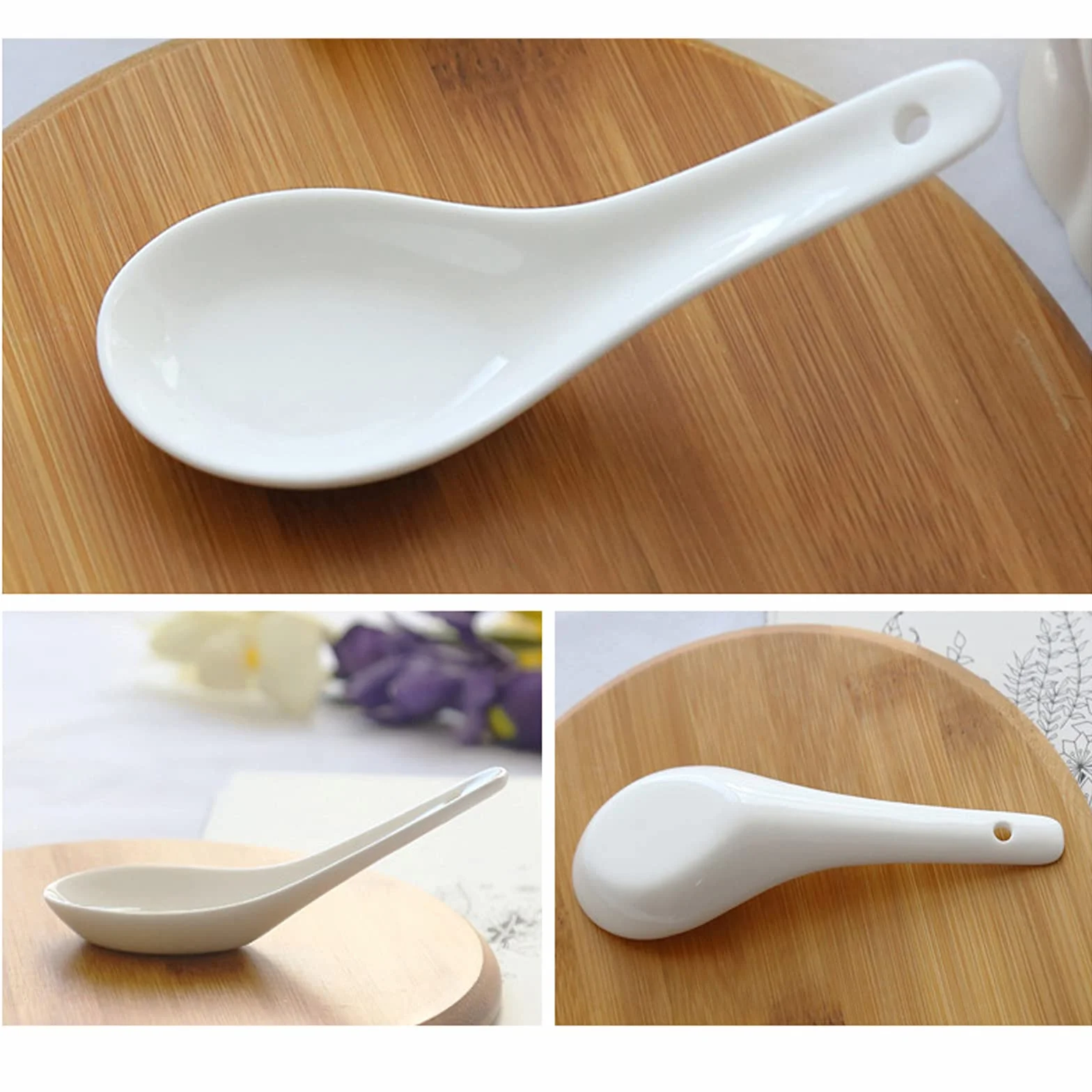 8 sztuk łyżeczek z białej porcelany, łyżka ceramiczna, łyżka do dipu, łyżka do zupy, odpowiednia do kuchni i jadalni (biała)