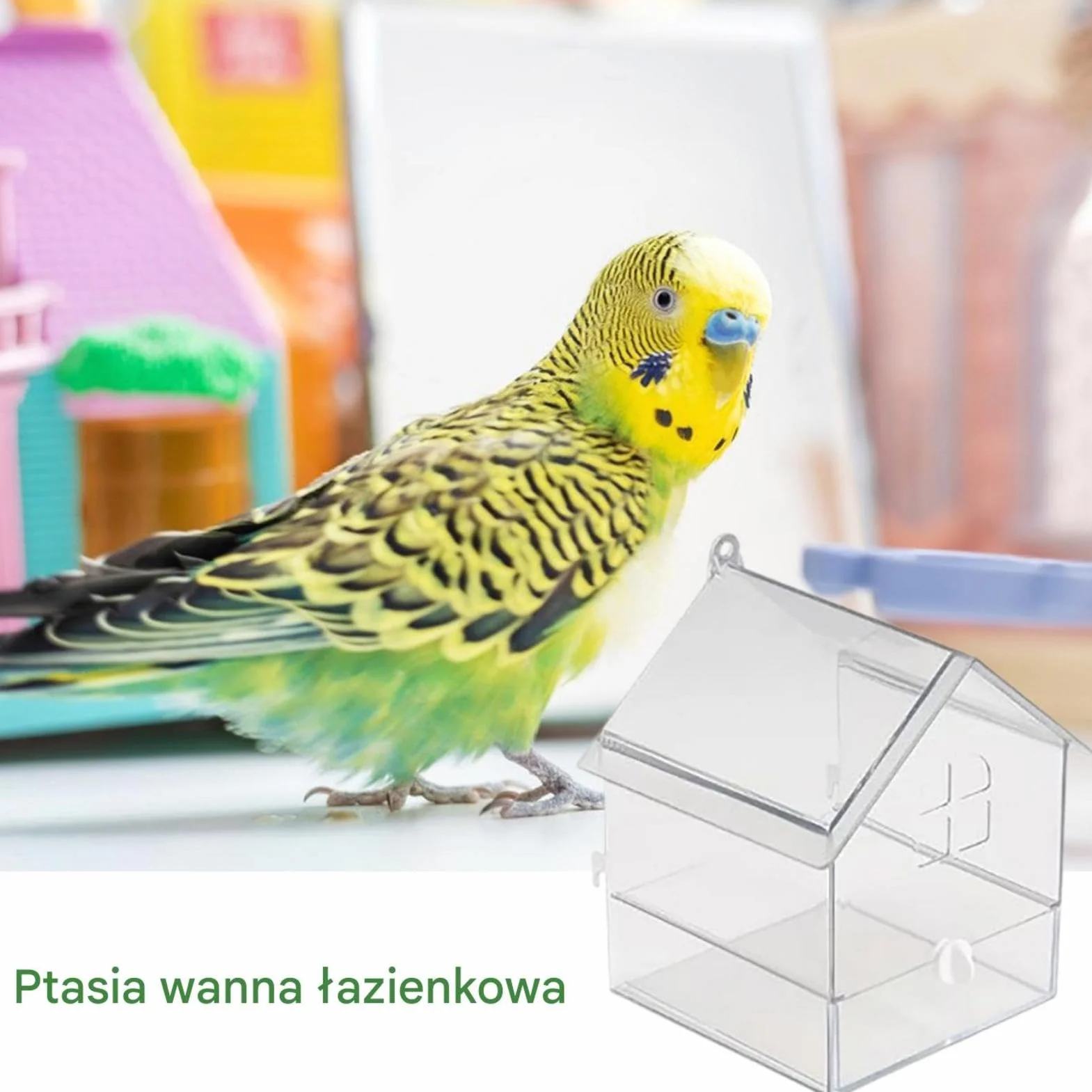 Acrylic Bird Bath for Cage, Large No-Leak Bathtub, Drawer-Style Easy-Clean Design for Cockatiels Small Birds