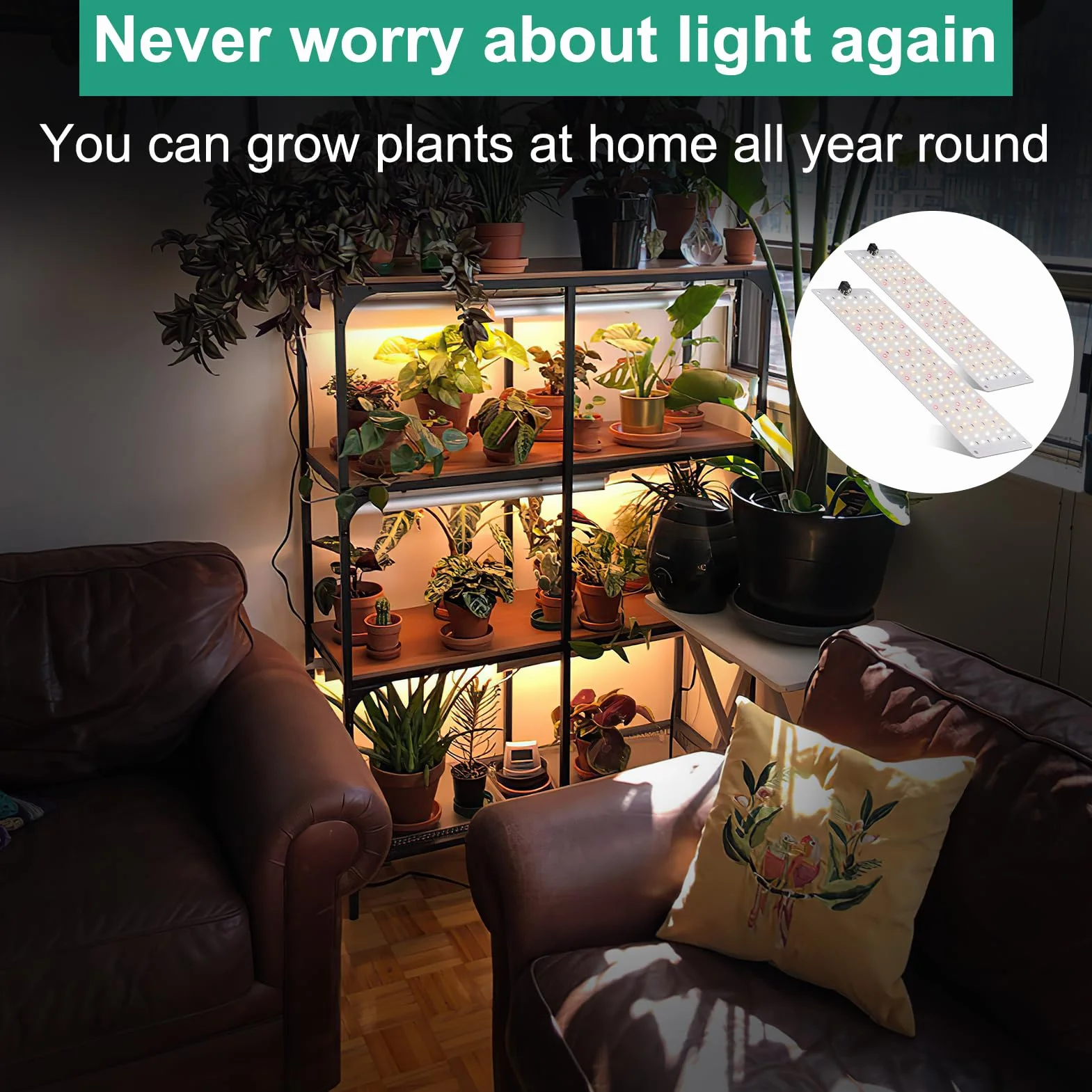 2 x lampa LED o pełnym spektrum, 270 diod LED, do roślin domowych, timer, 10 rodzajów jasności, klasa energetyczna B