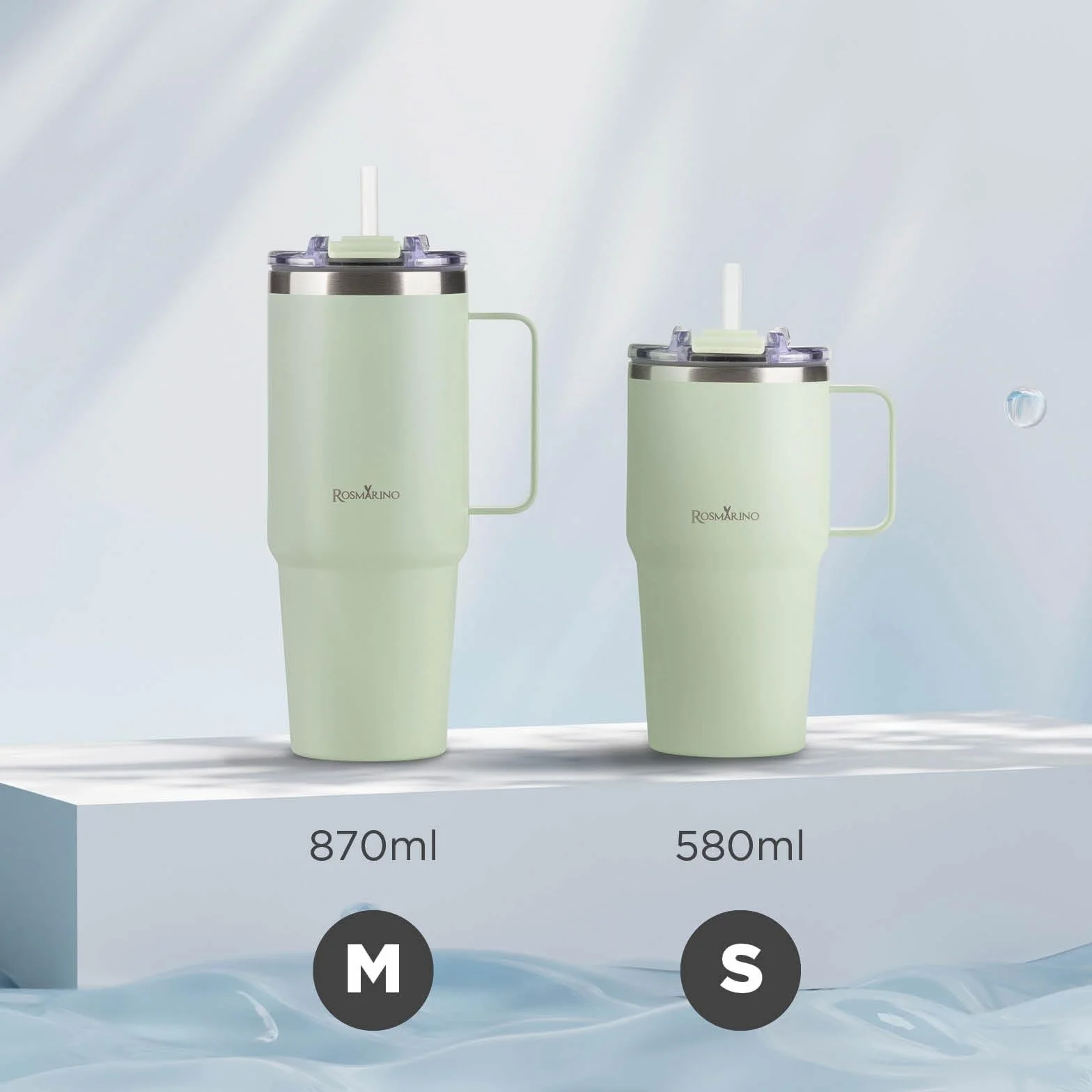 Rosmarino MegaCup Thermobecher 580 ml, utrzymuje zimno przez 11 godzin, ciepło przez 7 godzin, stal nierdzewna, termosbecher, termosbecher, termoizolacja, termoizolacja, termomisa, mięta