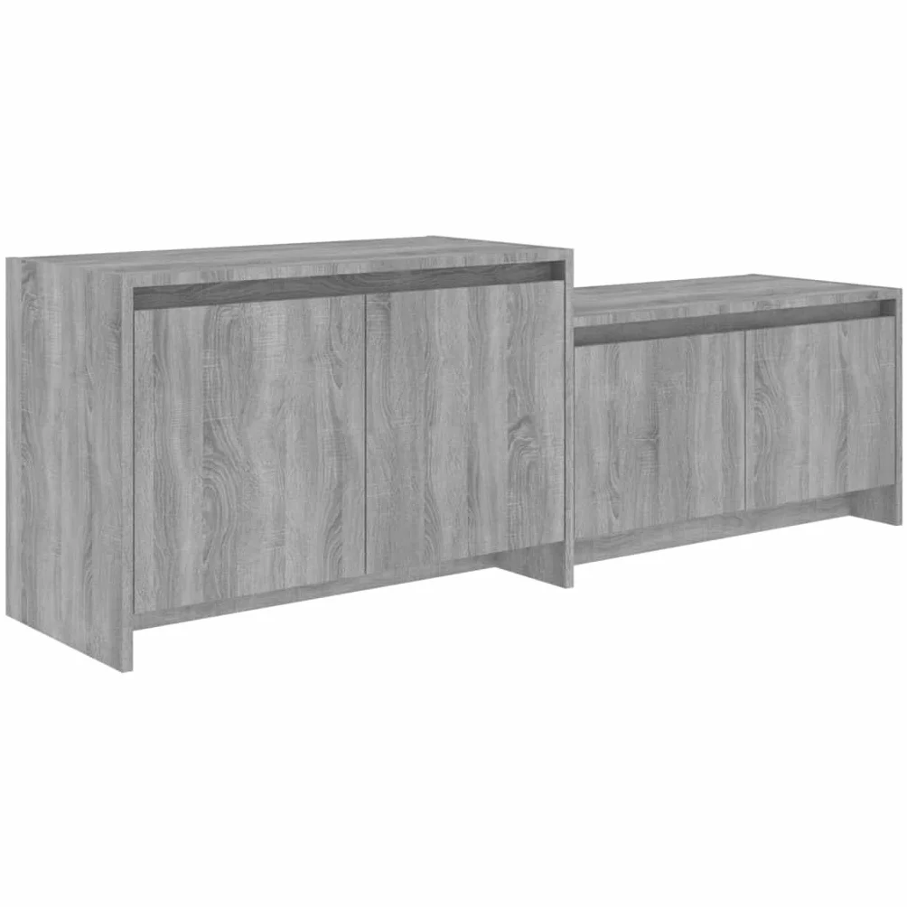 Hothingwell Sonoma szafka pod telewizor szara 146,5x35x50 cm drewno inżynieryjne | 4 drzwi, 2 sztuki do montażu, przechowywanie DVD i konsoli, łatwe czyszczenie