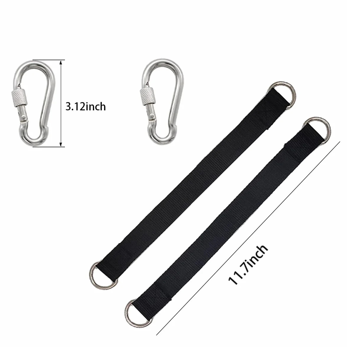 Wiszące paski do huśtawki, 2 szt., 30 cm, paski do hamaka, zestaw do zawieszania z 2 karabińczykami i pierścieniami w kształcie litery D, regulowane, wytrzymałe paski hamakowe do huśtawek i hamaków