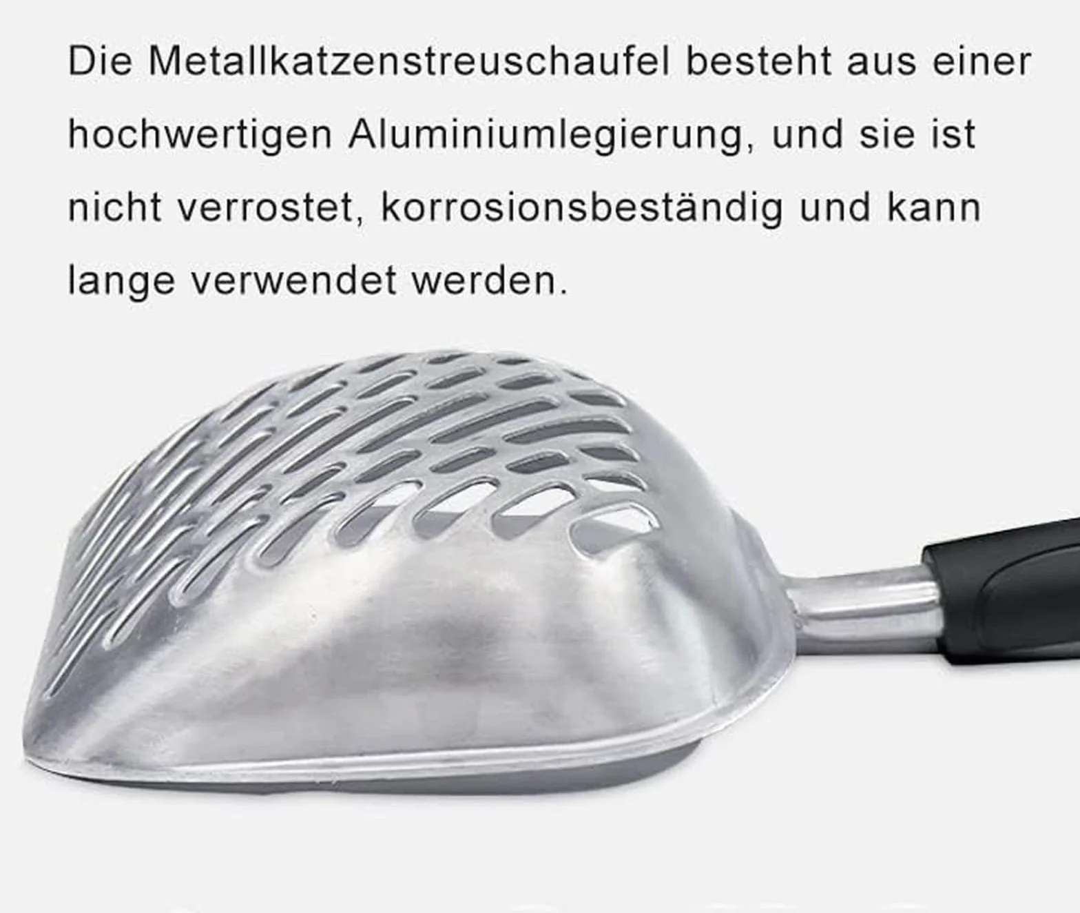 Metalowa szufelka do kuwety dla kota 34,5 x 13 cm szara z zestawem miotłek