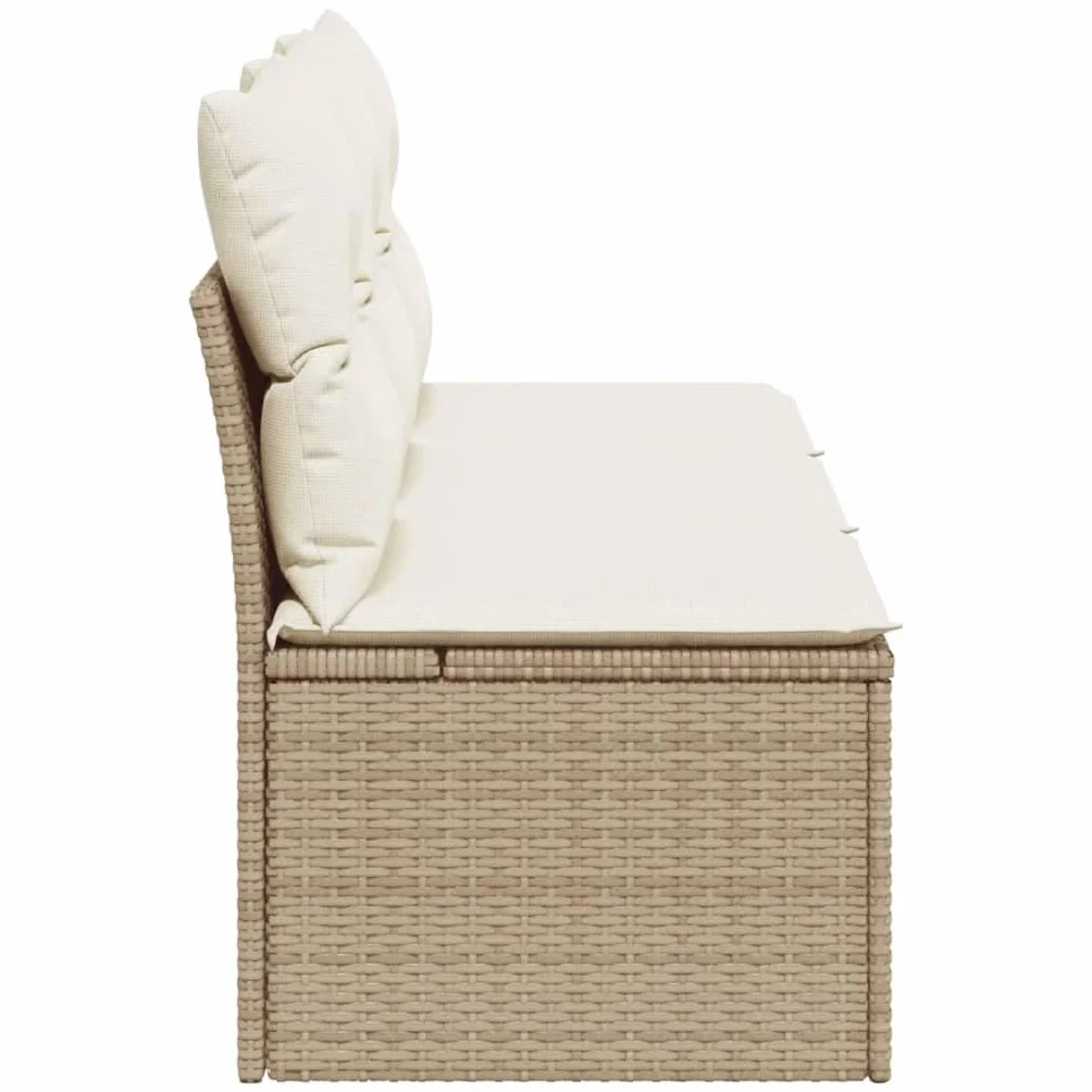 vidaXL Sofa ogrodowa z poduszkami, 3-osobowa, beżowa, polirattan, kanapa ogrodowa, siedzisko ogrodowe, czteroosobowa sofa ogrodowa, kanapy ogrodowe