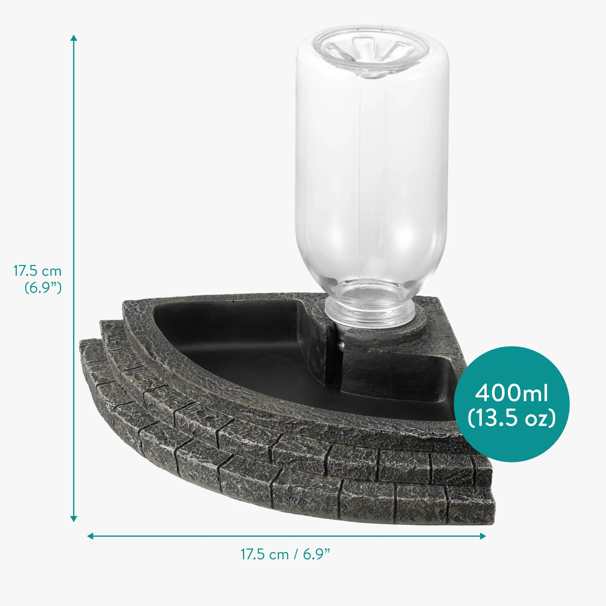 Navaris Miska na wodę dla gadów 400 ml, dozownik do terrarium, czarny