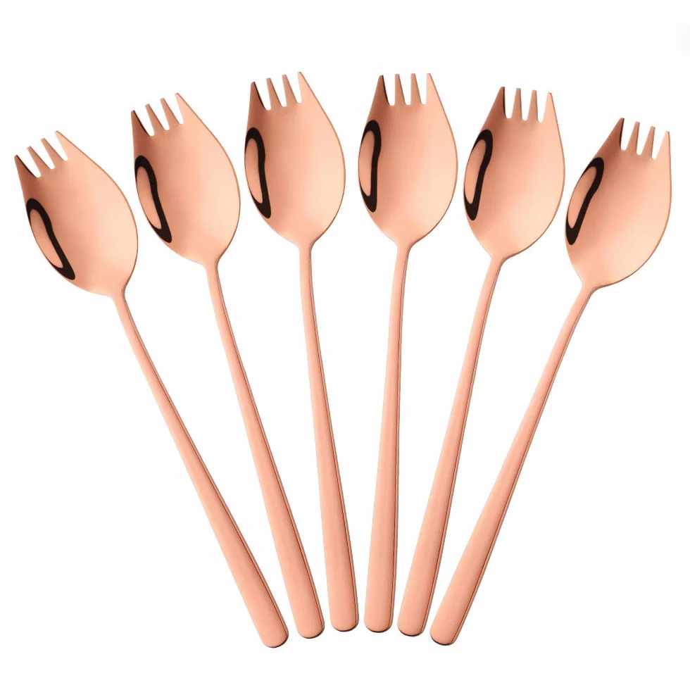 Bisda Spork łyżki widelca ze stali nierdzewnej, 6 sztuk, do kuchni, na kemping, wędrówki, piknik