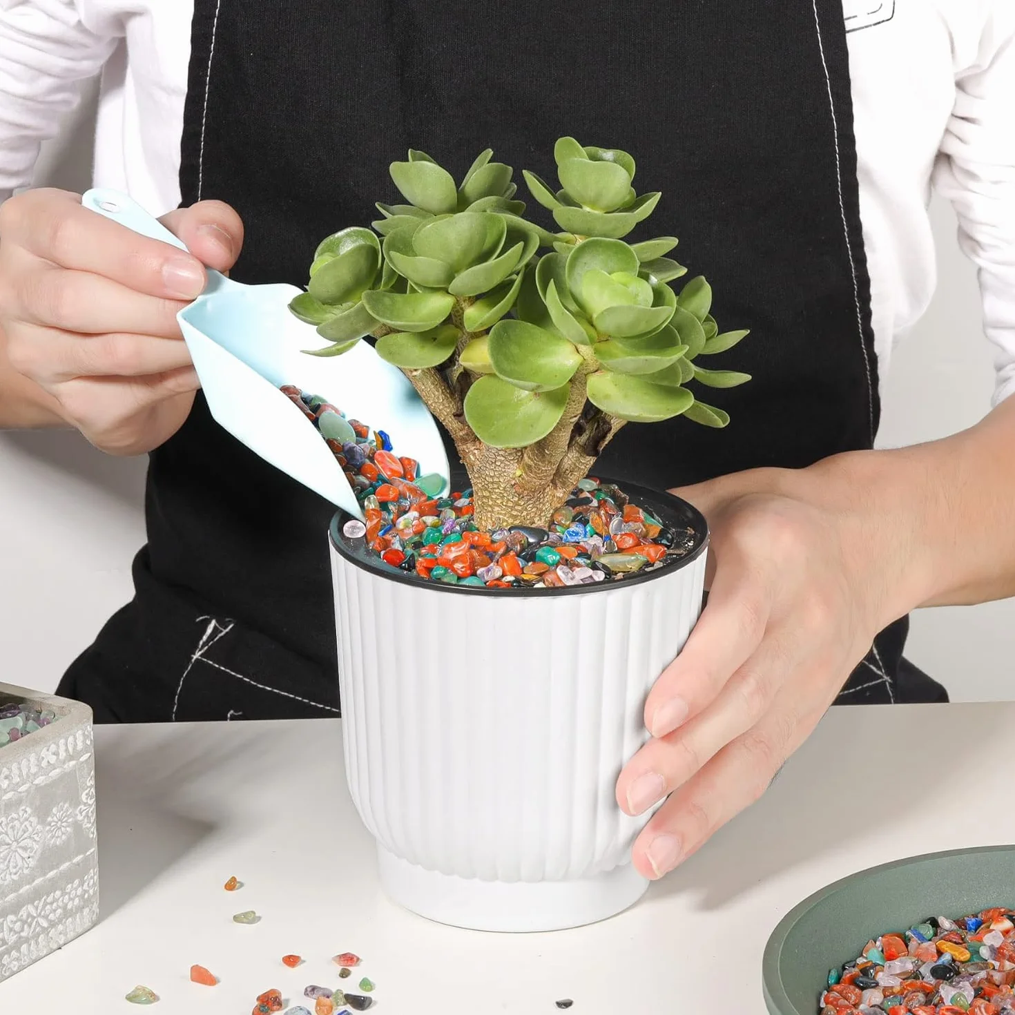 T4U Dekoracyjny żwir 1 LB (450 g) Kamienie do Doniczki Terrarium Akwarium Kwarc Kryształ Odpryski Kamień Kruszony Szklany żwir Małe Kamyczki Dla Roślin Sukulent Kaktusa