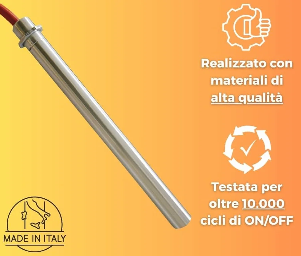 Odporność na żarnik żarowy na pellet 350 W z kołnierzem, średnica 12,5 mm długość 150 mm (160 mm łącznie) do modeli hal, Olimpia Splendid i innych