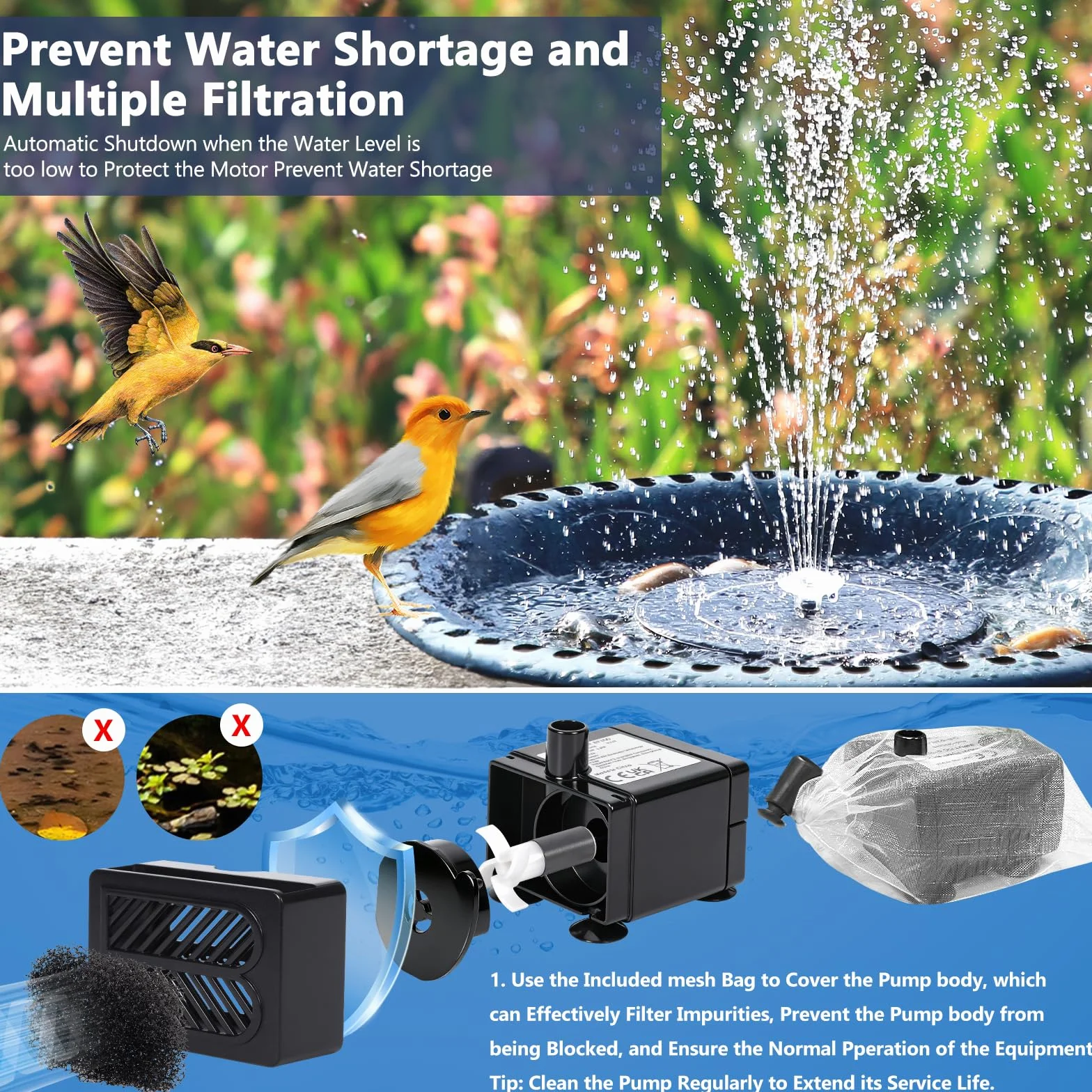 Fontanna słoneczna na zewnątrz, 6,5 W Solar Staw pompa, Ulepszona pompa słoneczna, Floating Fontann Pump z 9 stylami fontannowymi do ogrodu, Bird Bath, Staw, Water Cechy Cechy Features Cechy