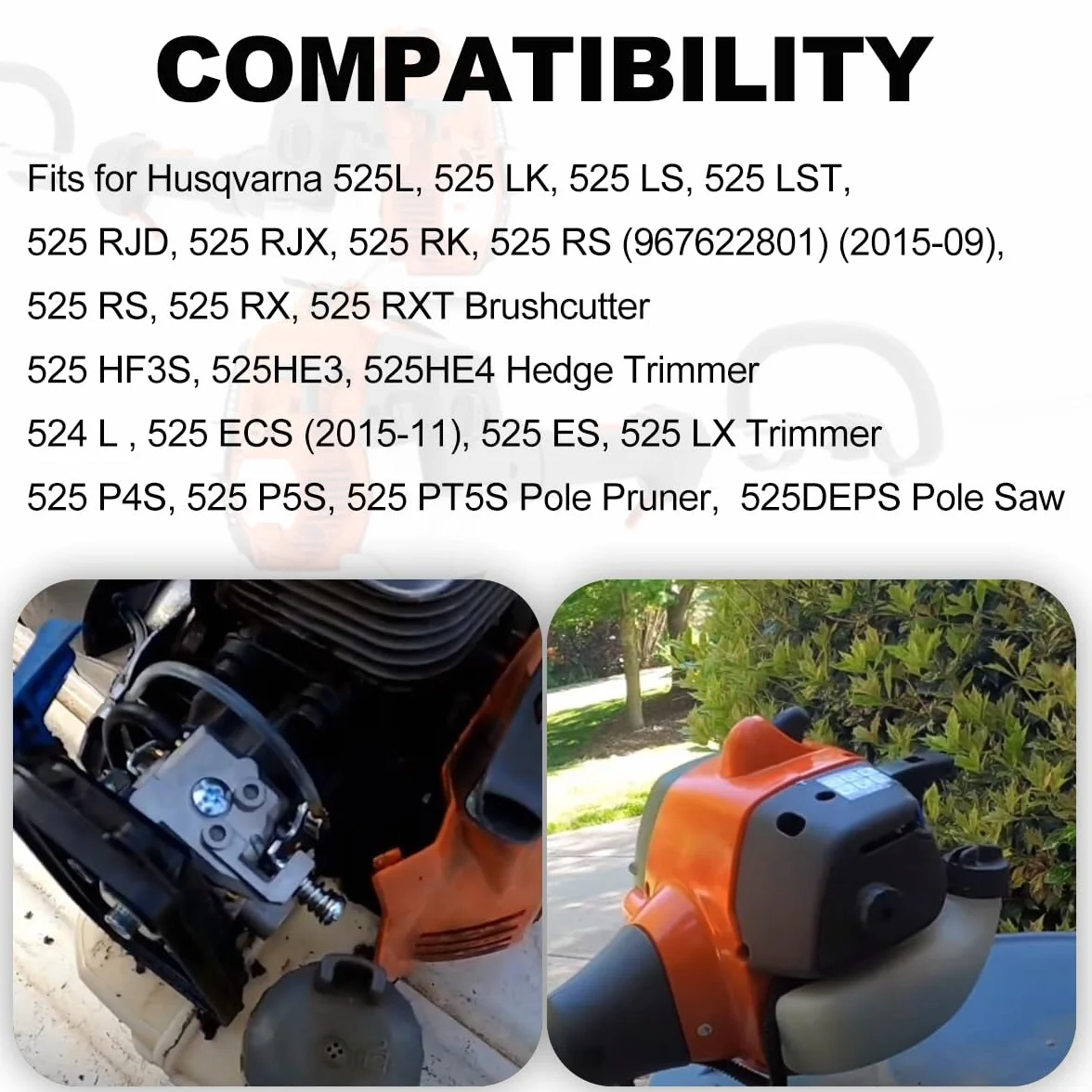 ZAMDOE Gaźnik do Husqvarna 584901401 525L 525LS 525LST 525ES 325HE3 325HE4 525RXT podkaszarka z żarówką rozrusznika filtr paliwa, narzędzie do regulacji gaźnika