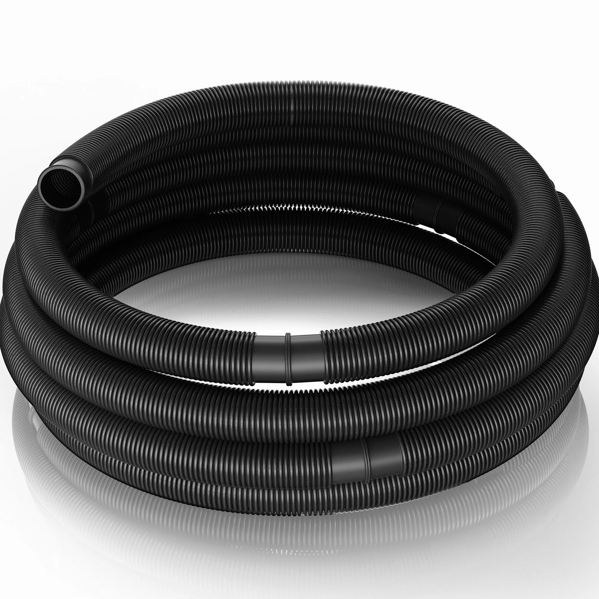Wiltec Wąż do basenu o długości 9 m, Ø 32 mm czarny wąż ssący do pompy basenowej z mufami, wąż solarny - Made in EU