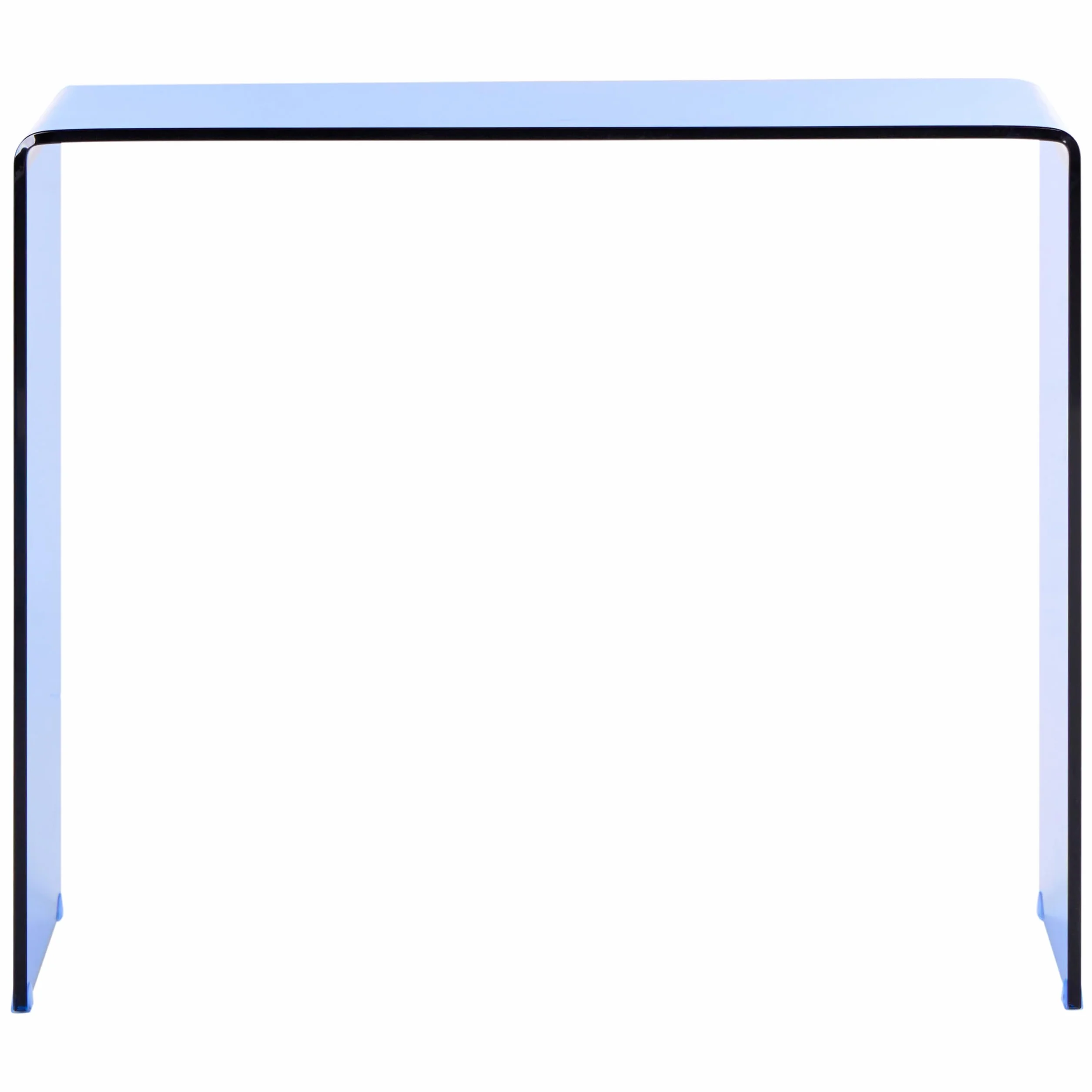 Minimalistyczna konsola hartowane przezroczyste stolik 90x30 cm niebieska szkło Kendall