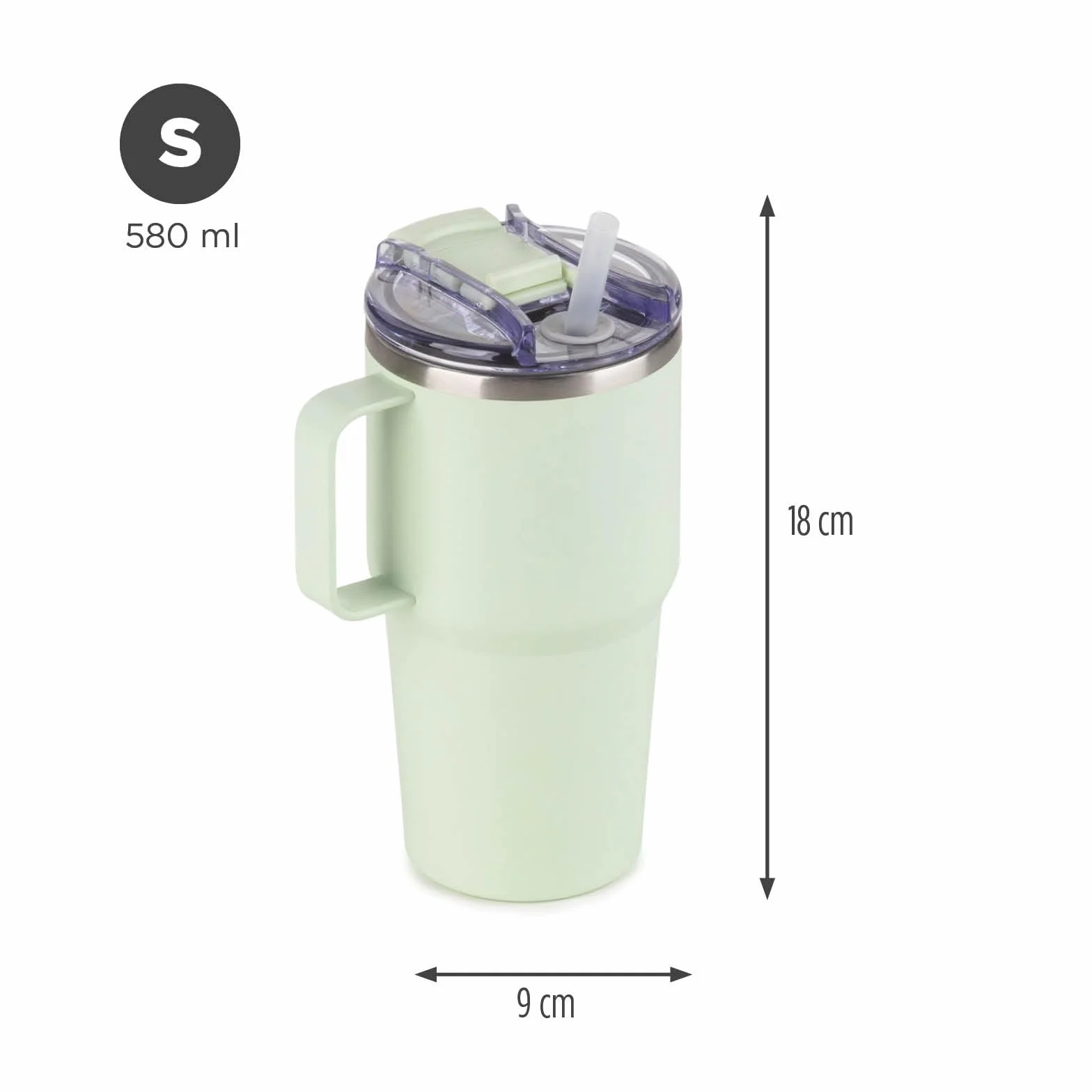 Rosmarino MegaCup Thermobecher 580 ml, utrzymuje zimno przez 11 godzin, ciepło przez 7 godzin, stal nierdzewna, termosbecher, termosbecher, termoizolacja, termoizolacja, termomisa, mięta