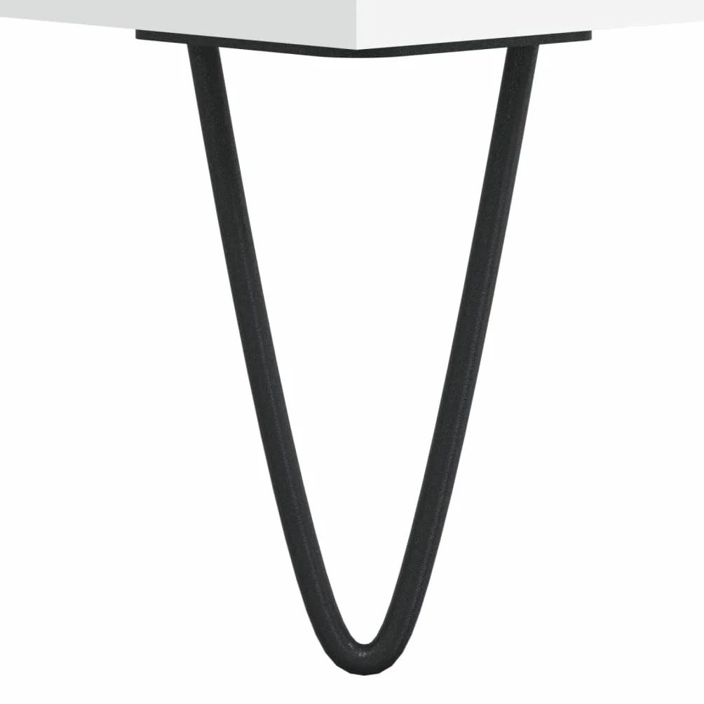 Szafa płytowa, biała, materiał drewnopochodny, 100 x 38 x 48 cm, z żelaznymi nogami, miejsce do przechowywania płyt winylowych, stabilna płyta górna do gramofonu, regału do salonu i organizera