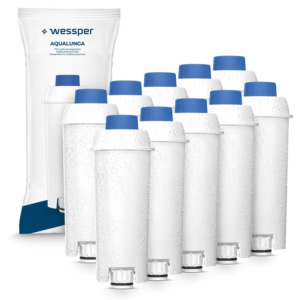 Wessper zamiennik filtra ekspresu do kawy DeLonghi DLSC002 z węglem aktywnym, kompatybilny z De'Longhi ECAM, Esam, ETAM, BCO, EC, 10 sztuk