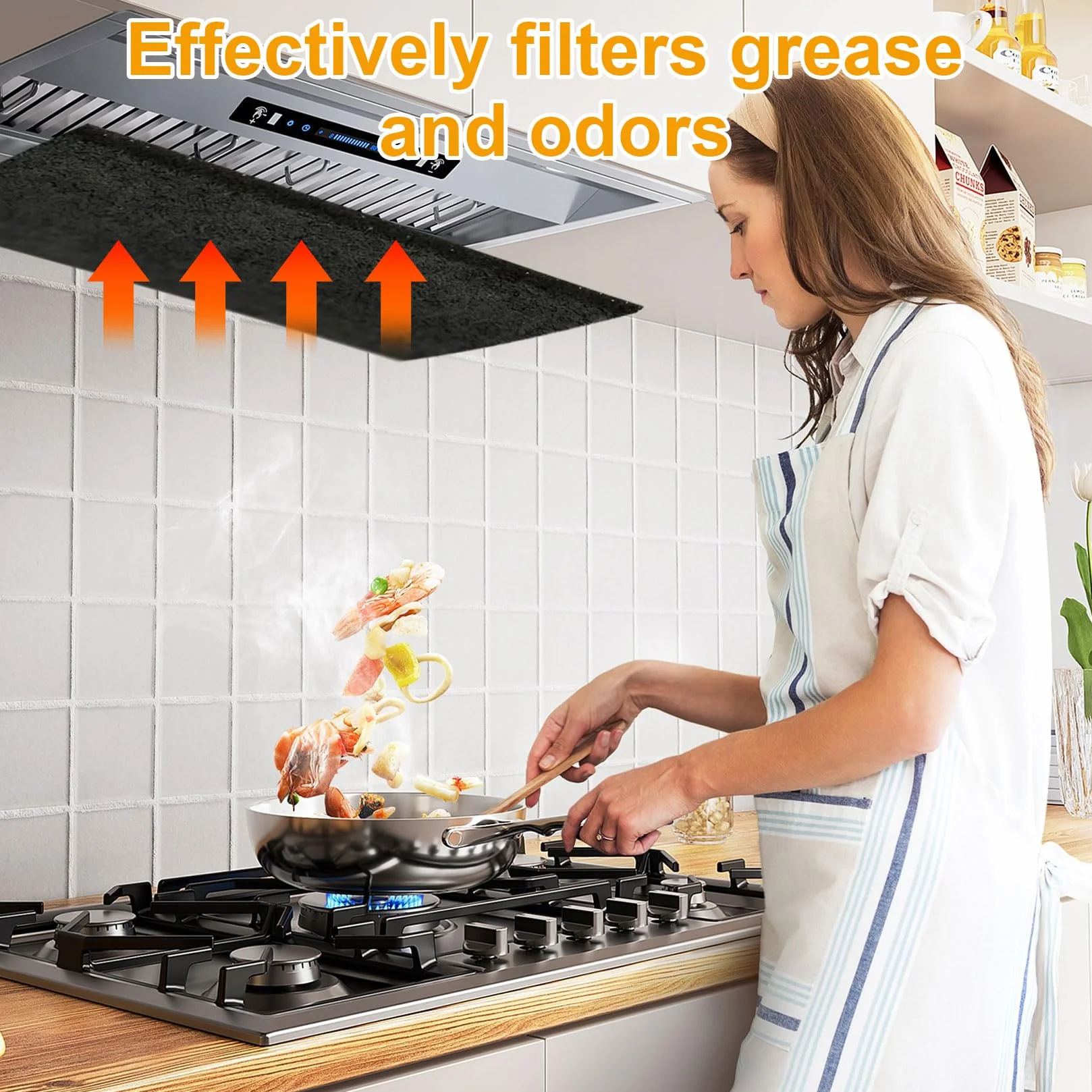 2 sztuki filtrów do okapu kuchennego, filtr z węglem aktywnym, okap kuchenny, mata filtrująca, możliwość przycięcia, zapewnia niezawodne wchłanianie zapachów i tłuszczu (57 x 47 cm)