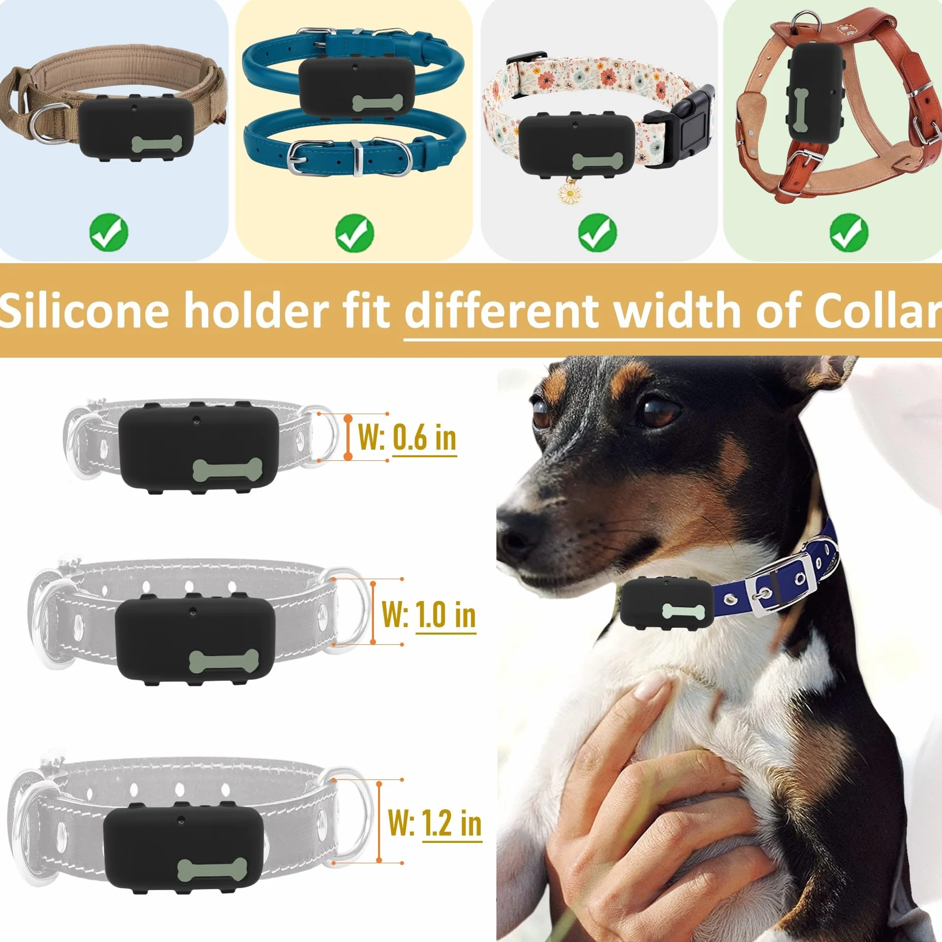 Silikonowy uchwyt kompatybilny z Tractive XL GPS lokalizator psów, gumowa osłona odporna na zarysowania z paskiem do obroży