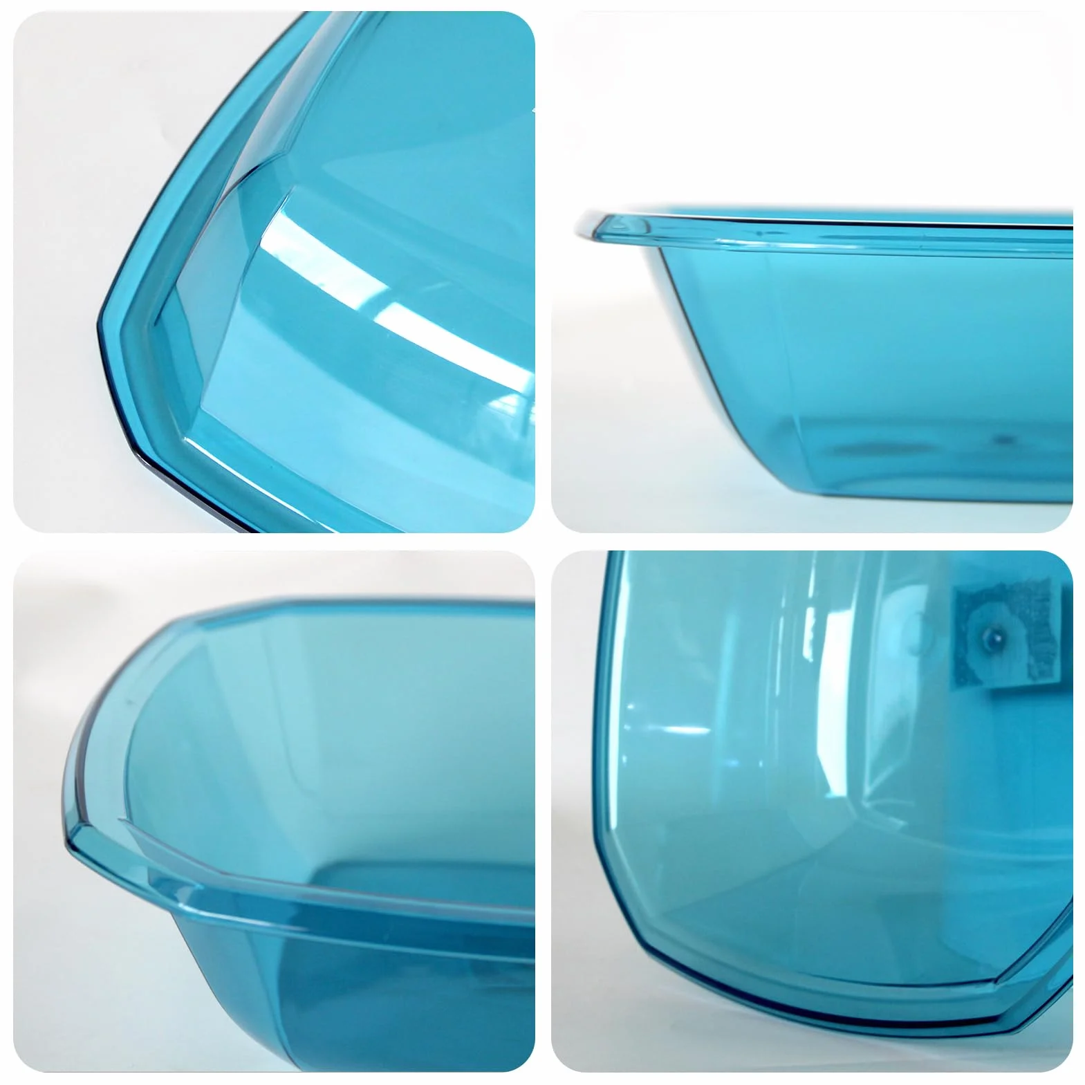 Jauhmui 3 sztuki kwadratowych misek na owoce, z grubego plastiku, do kuchni, dekoracji, przechowywania warzyw, owoców i przekąsek (niebieskie, 34,5 x 34,5 x 10 cm)