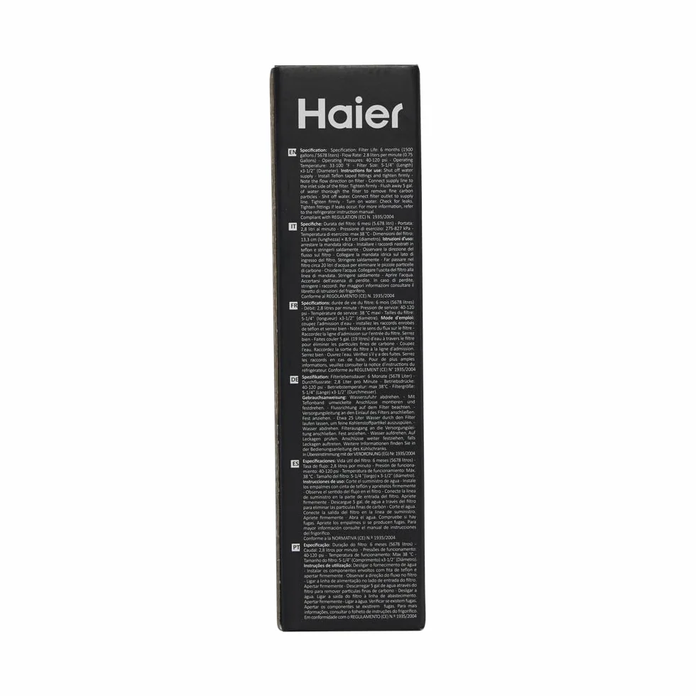 Haier HAWFILT41 filtr wody do lodówki, łatwy montaż i wymiana, kompatybilny z wybranymi lodówkami Haier FRENCH-DOOR