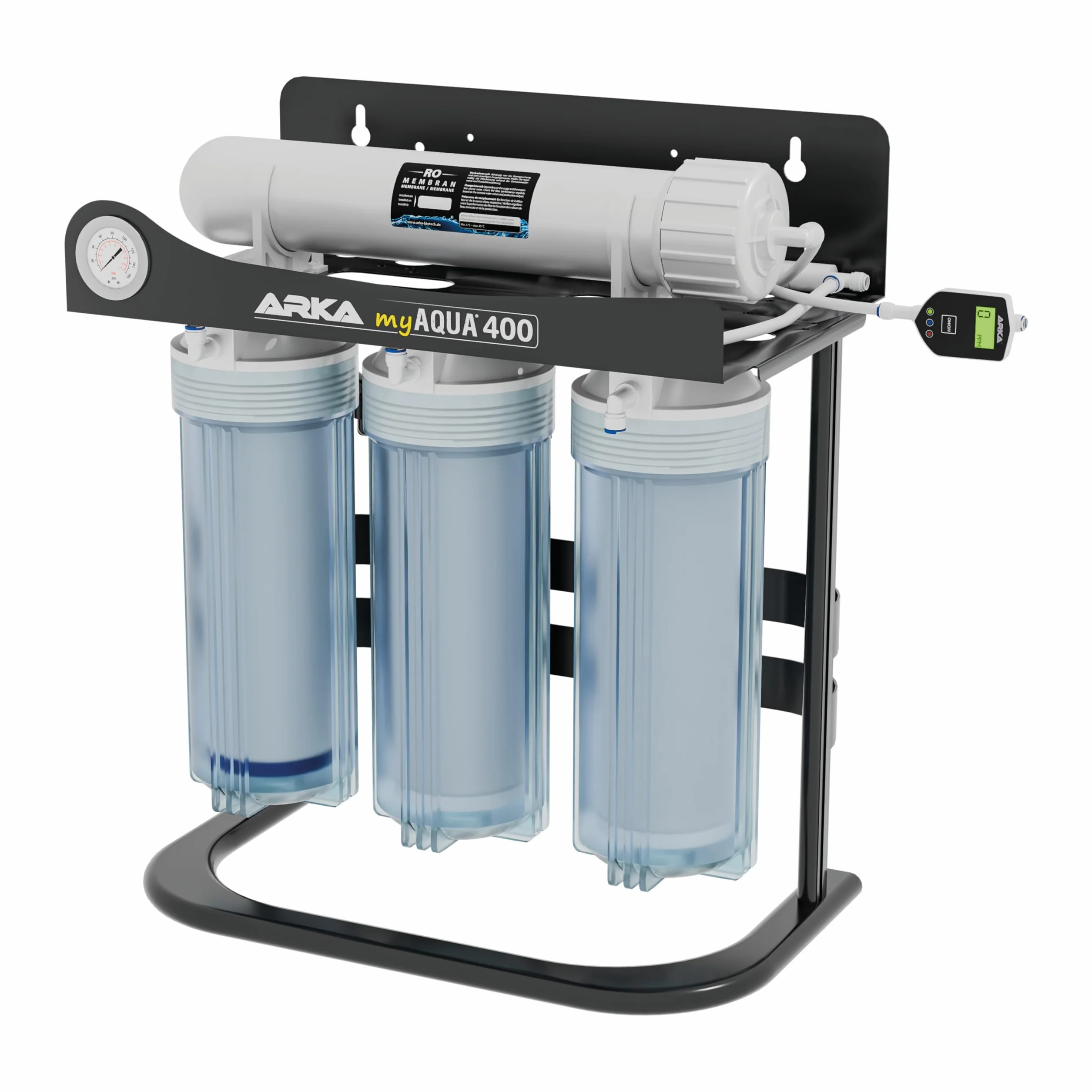 ARKA myAQUA 400 system odwróconej osmozy – do 400 l/dzień – w zestawie pompa podwyższająca ciśnienie – filtr wody i urządzenie zmiękczające, usuwa do 99% soli, substancji szkodliwych i bakterii – do