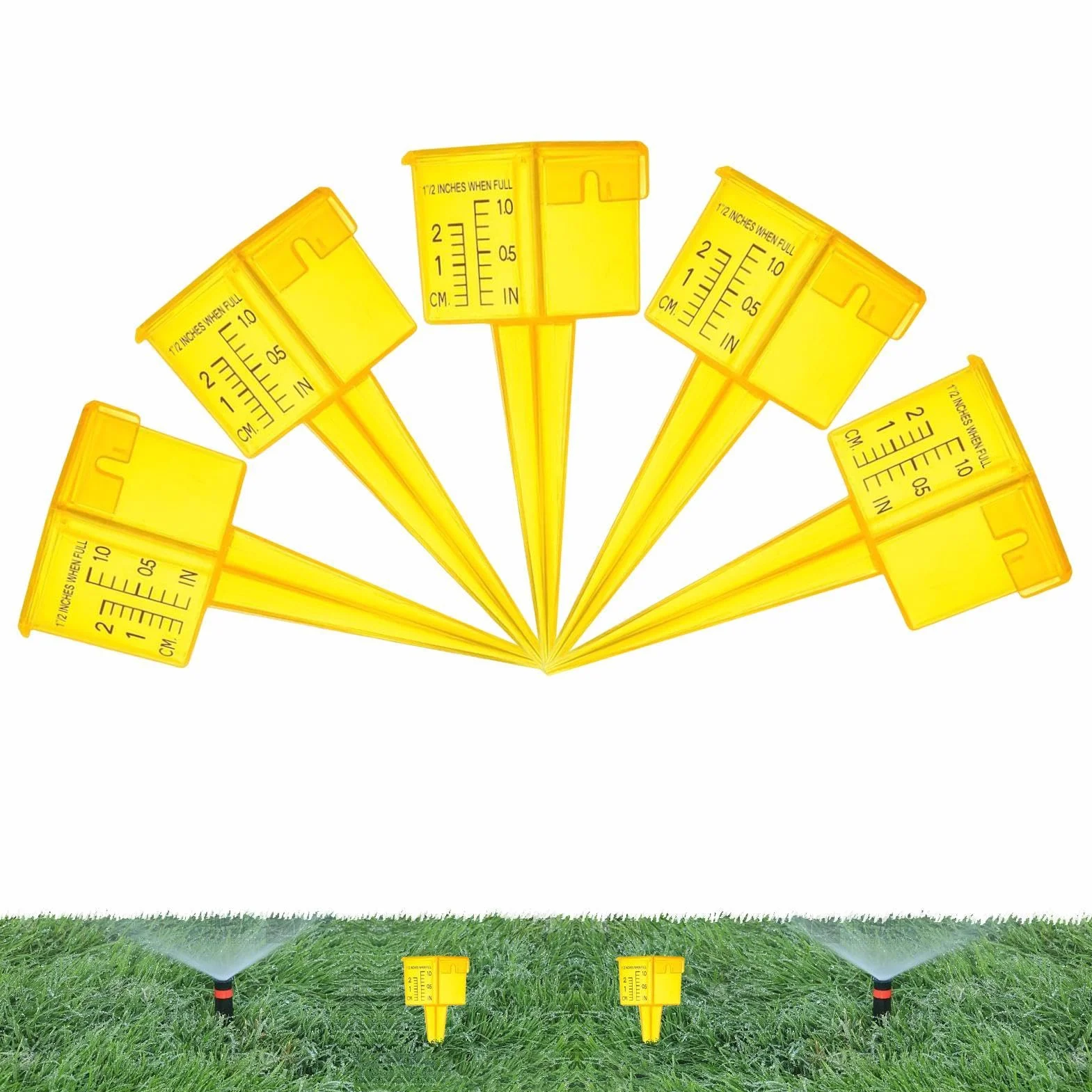 vRain Measure Gauge, Translucent Sprinkler Gauge, Portable Rain Gauge, Rainfall Measuring Tool, Reusable Rain Meter, Garden Rain Gauge, Sprinkler Catch Cups, Rain Gauge with Stake, Backyard Rain Gauge
