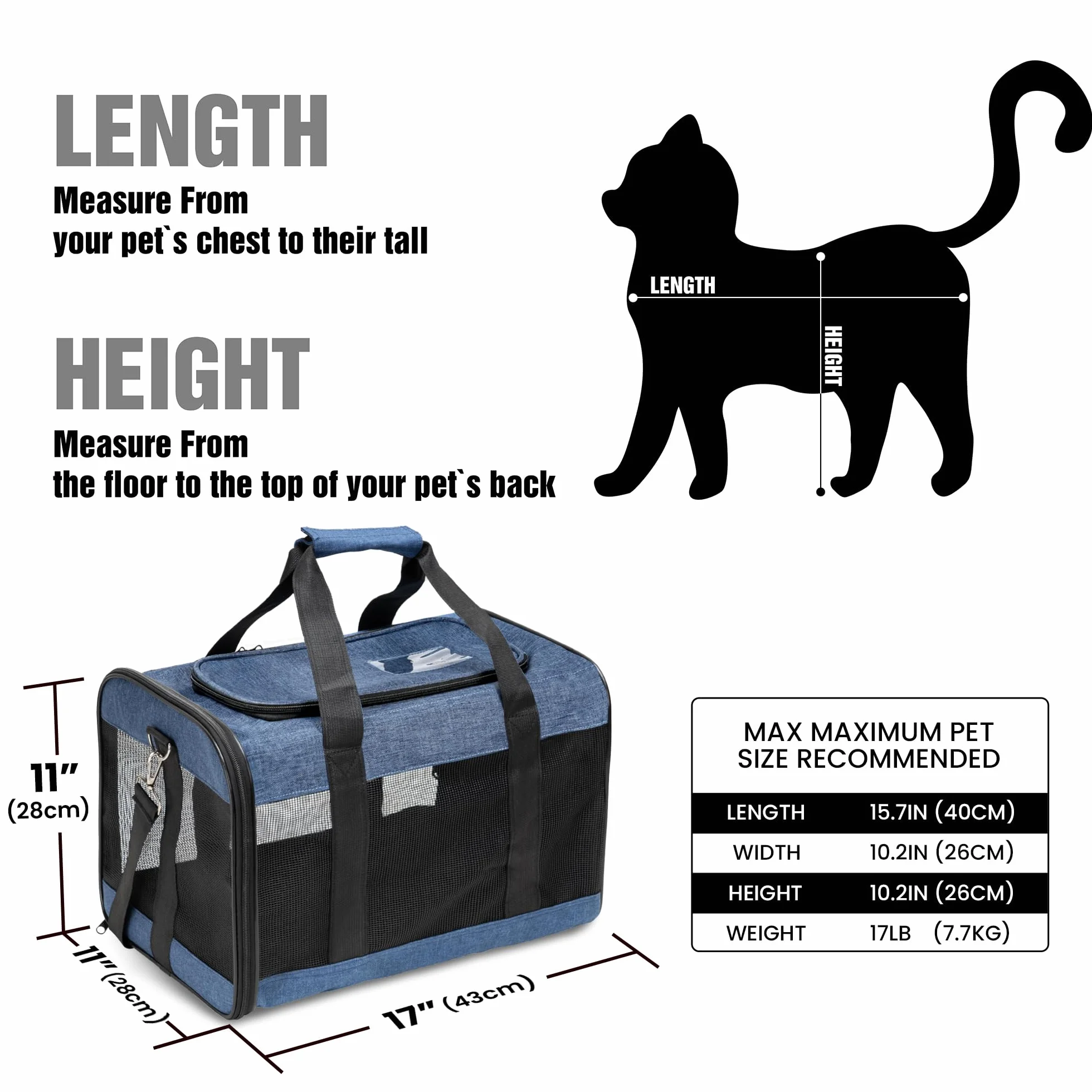 HITSLAM hundebox Faltbar Hundetransportbox Katzentransportbox Katzenbox Transportbox katzentasche für Hund, Katzen, Airline Zugelassen, Reisefreundliche Transporttasche