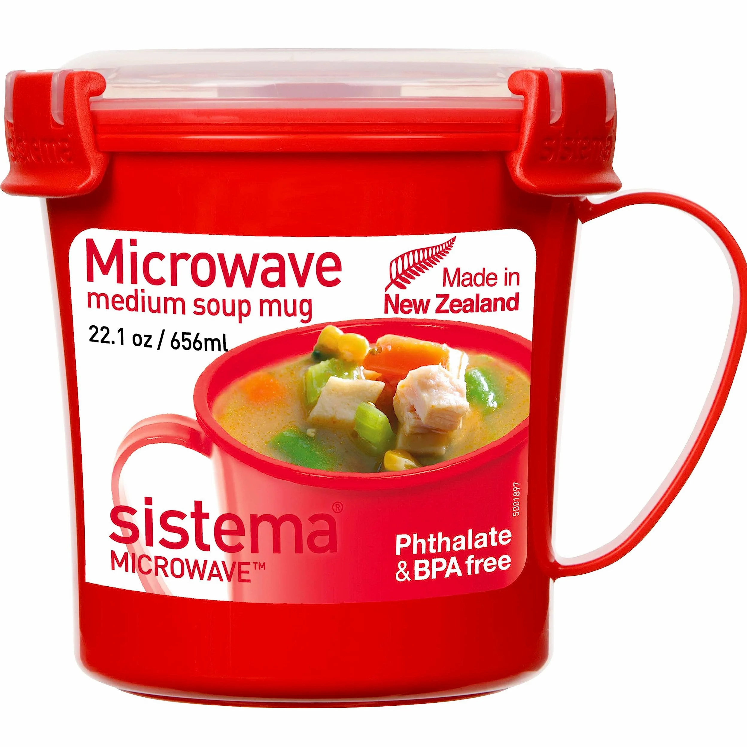Sistema Kubek do Mikrofalówki, Czerwony/Bezbarwny, 656 ml