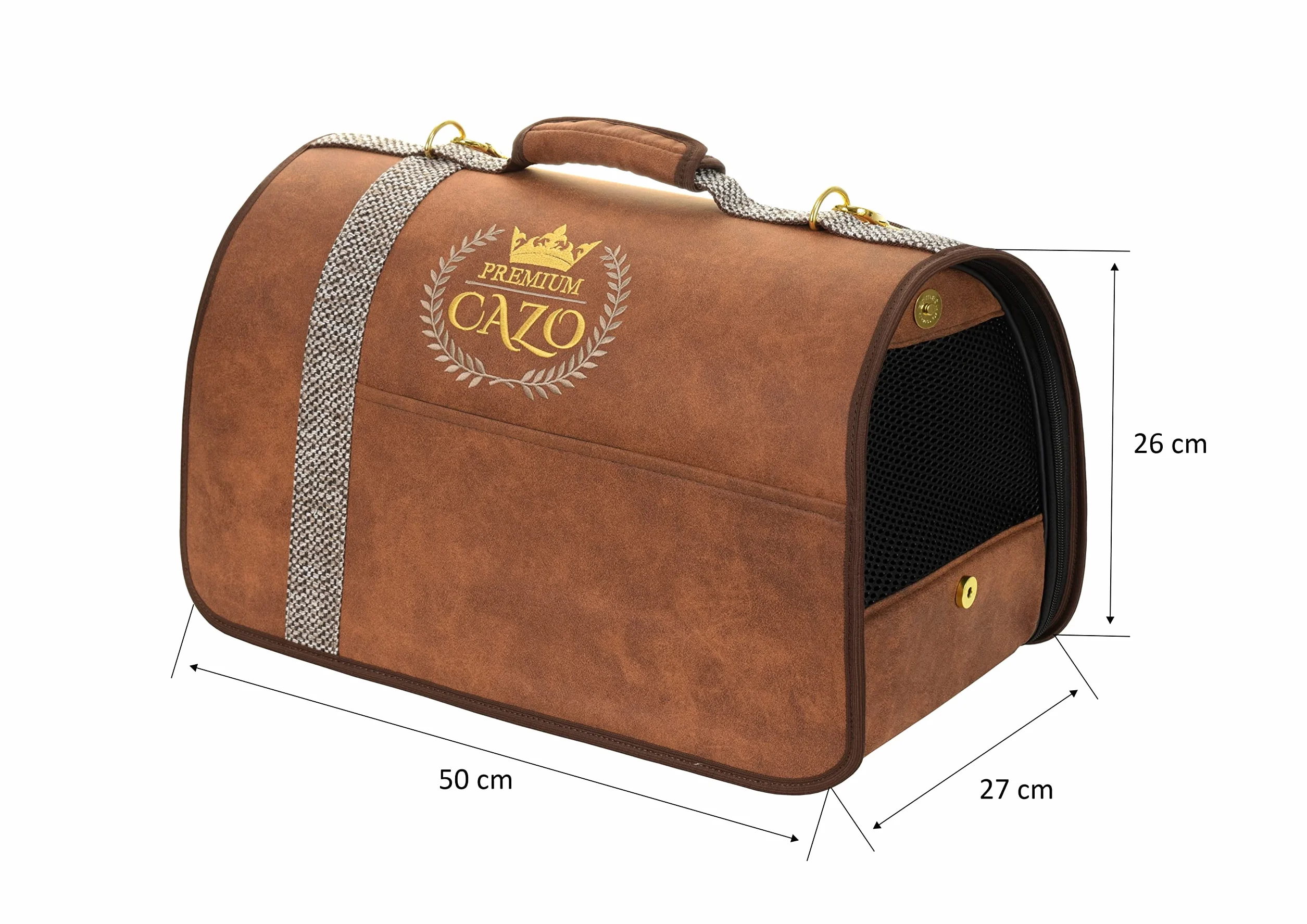 Transporter CAZO Premium dla psa lub kota, 50 x 27 x 26 cm, kolor brązowy, LPM0901