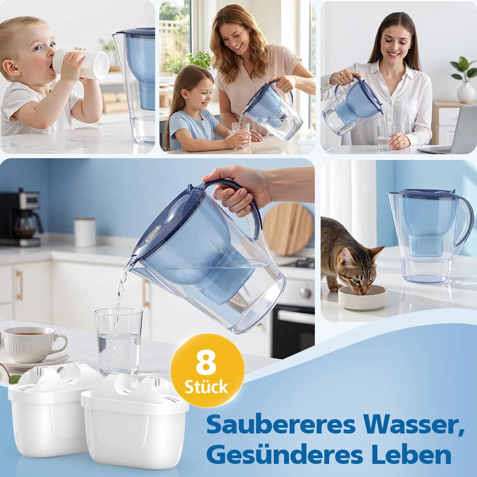 Zestaw 8 filtrów do wody do wkładów filtrujących Brita